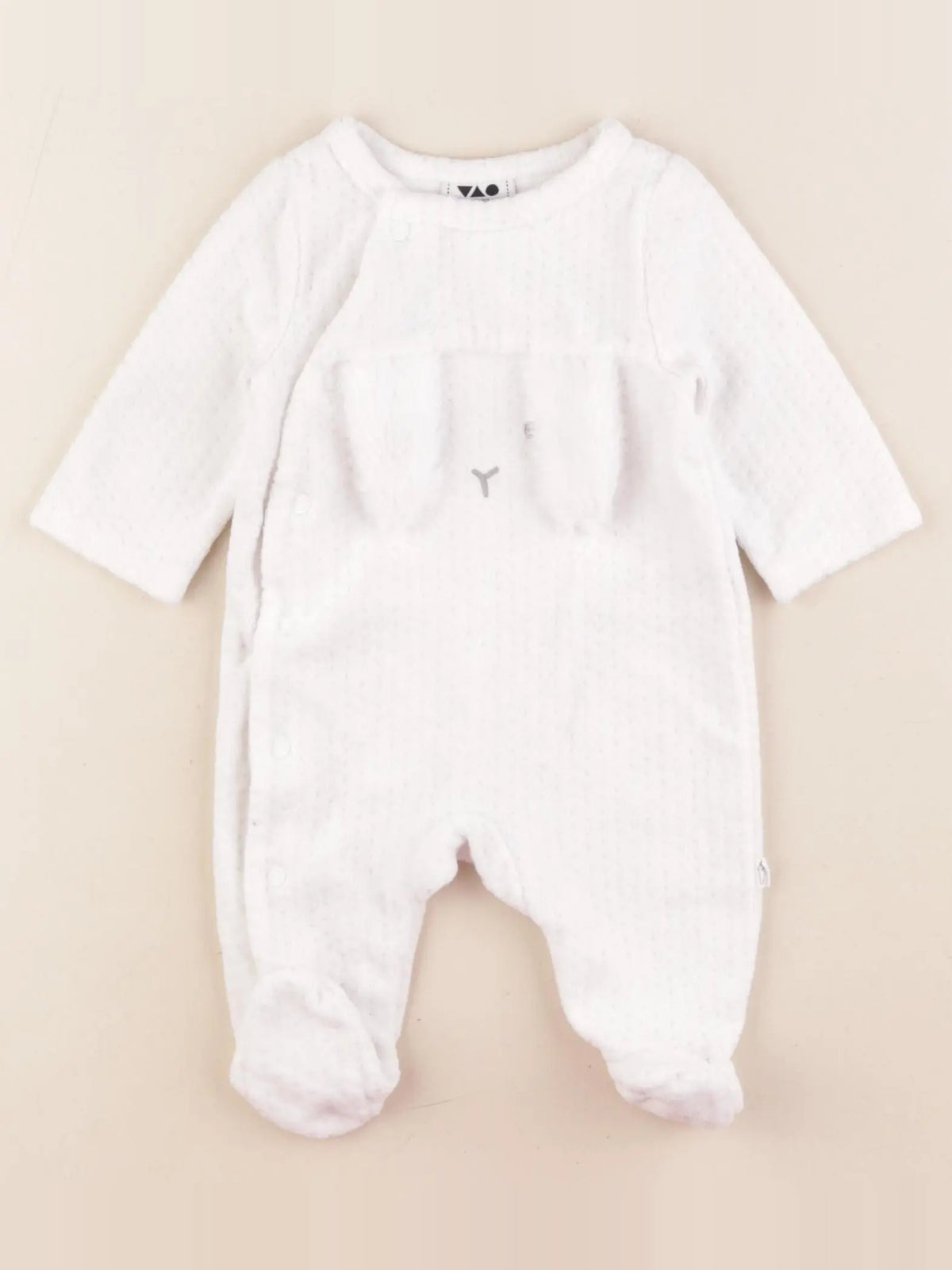 Tape à l'oeil - pyjama velours blanc - 1 mois