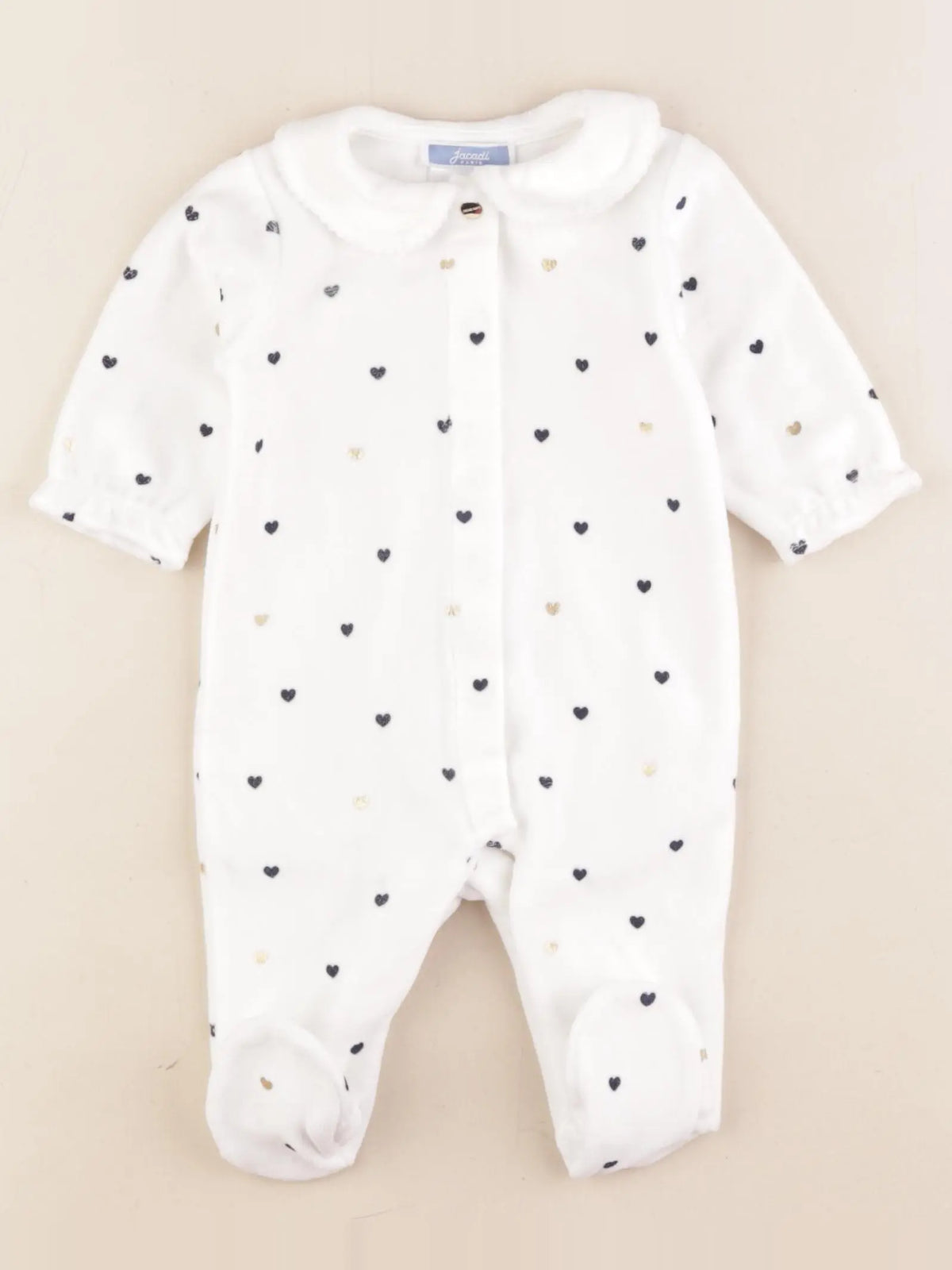 Jacadi - pyjama velours blanc, or - 3 mois