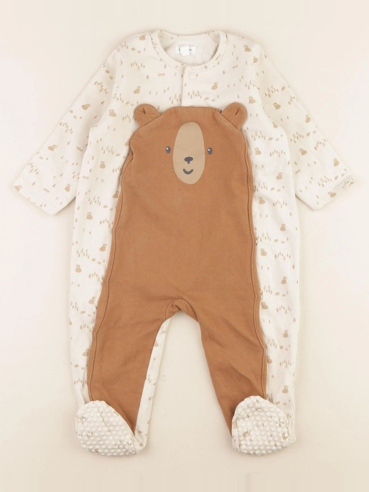 Vertbaudet - pyjama coton beige, marron - 18 mois