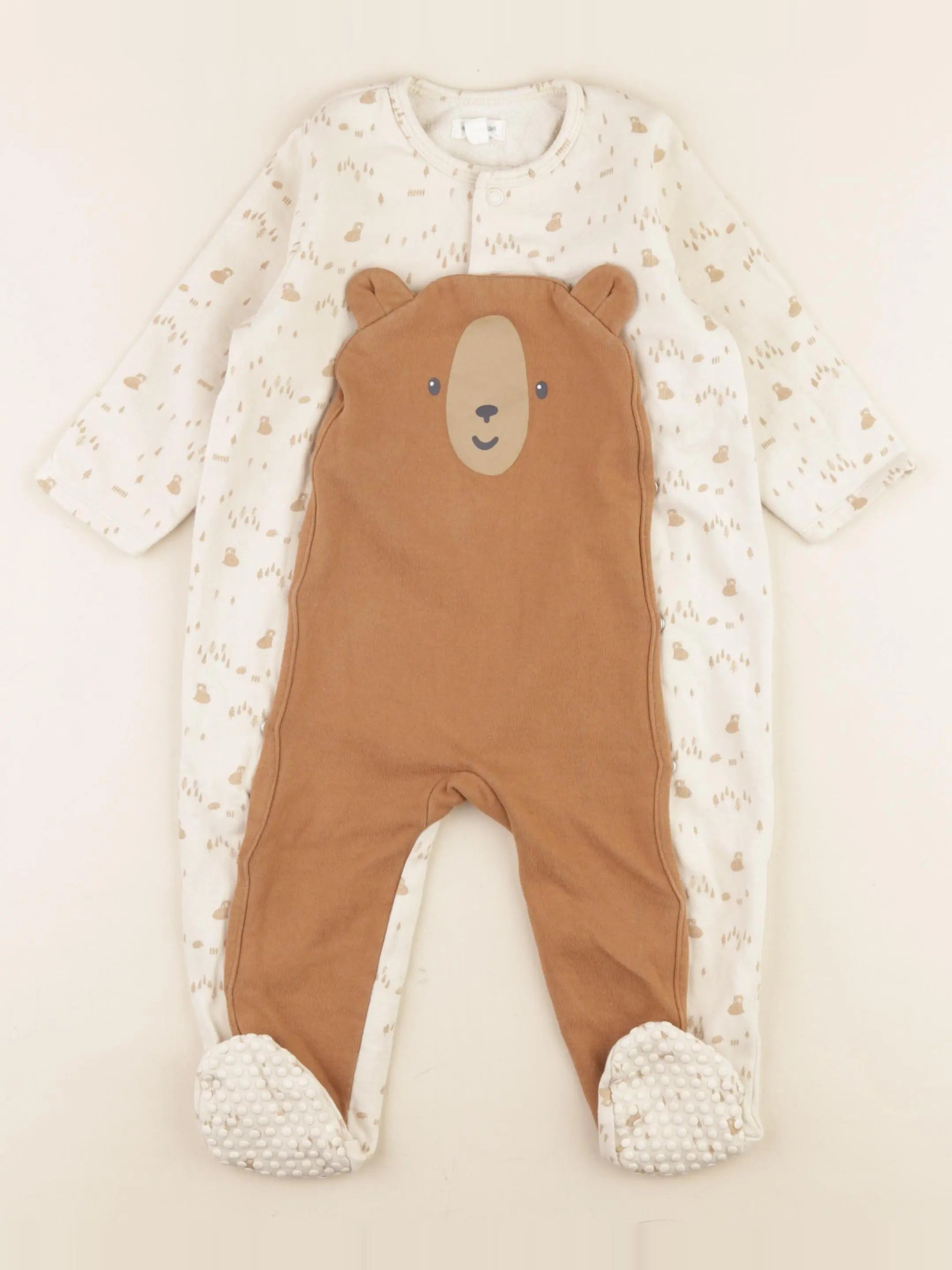 Vertbaudet - pyjama coton beige, marron - 18 mois