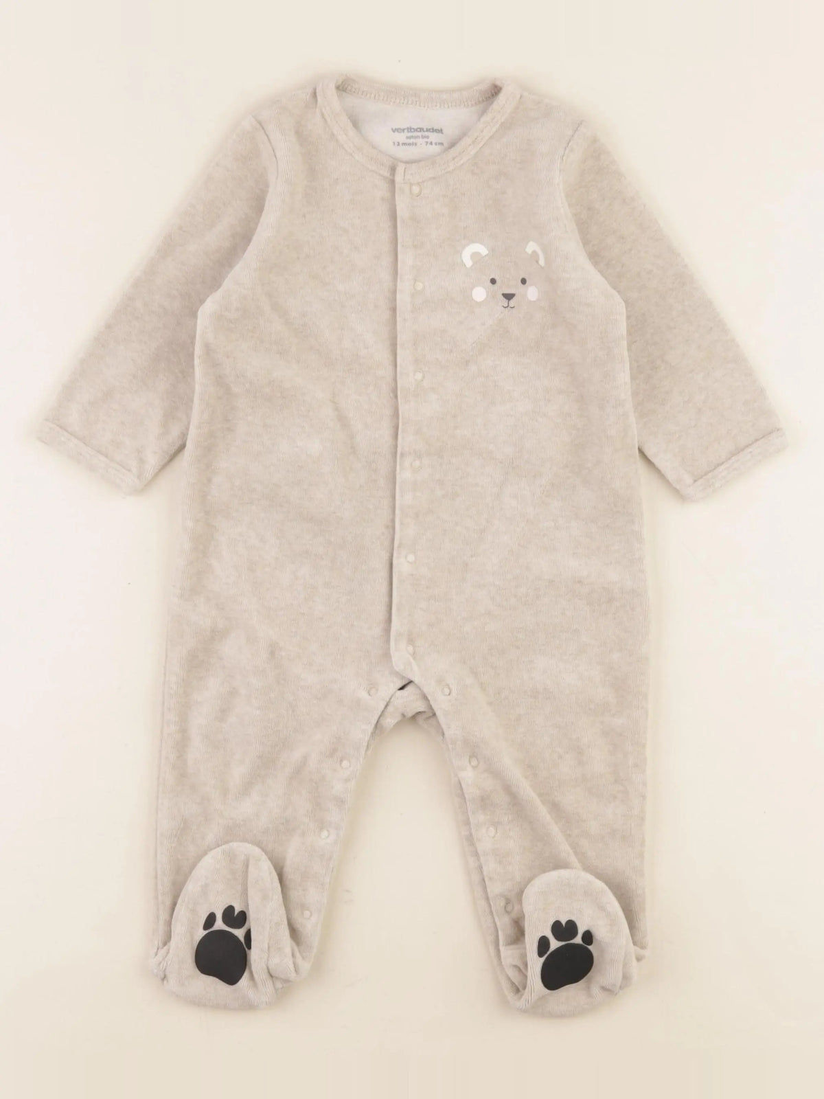 Vertbaudet - pyjama velours beige - 12 mois