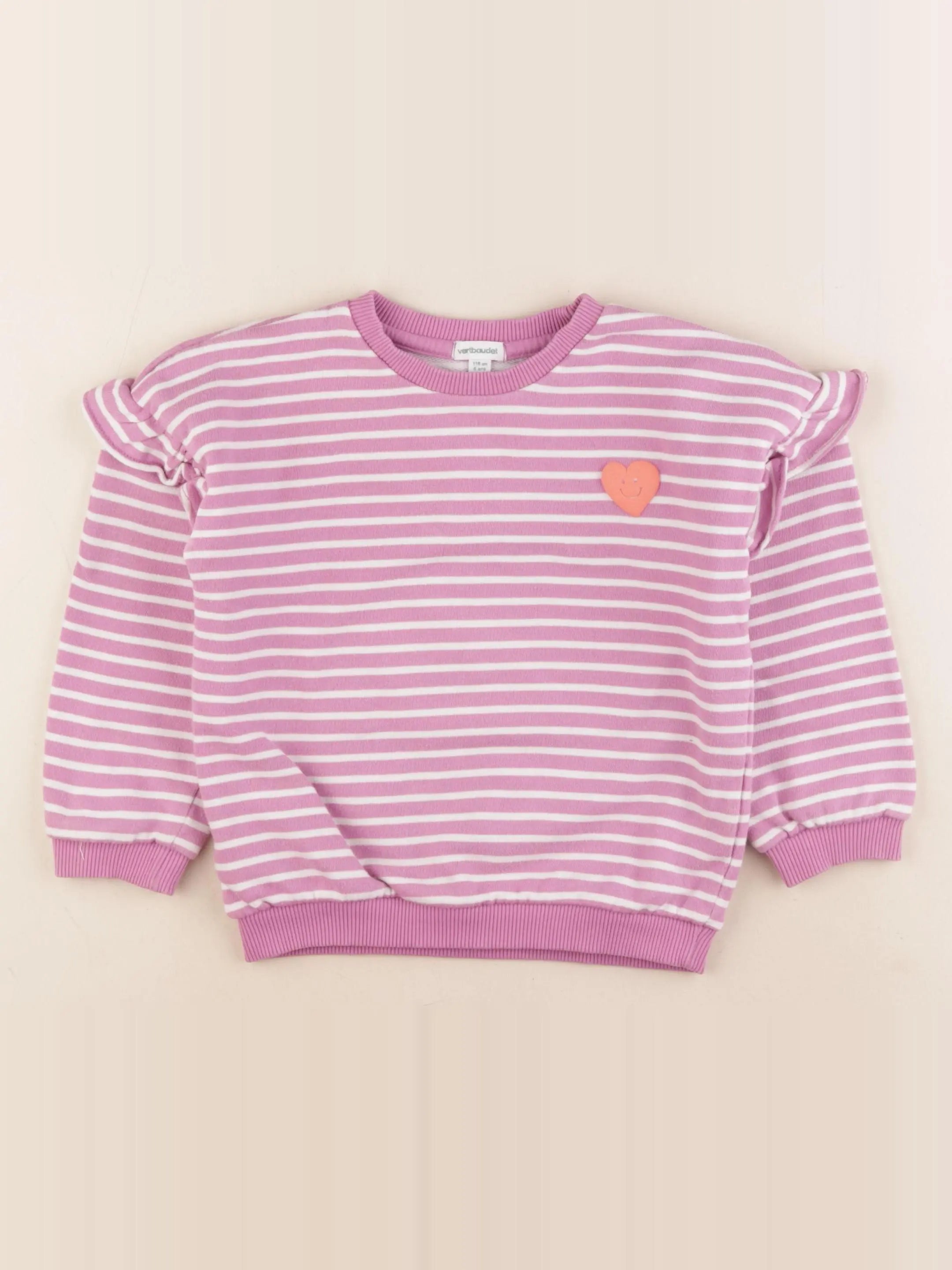 Vertbaudet - sweat violet - 6 ans