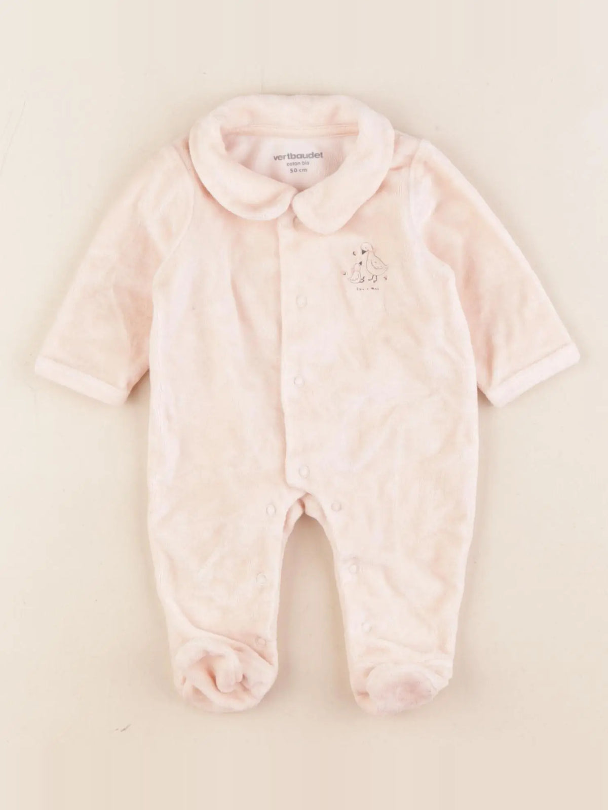 Vertbaudet - pyjama velours rose - 0 mois