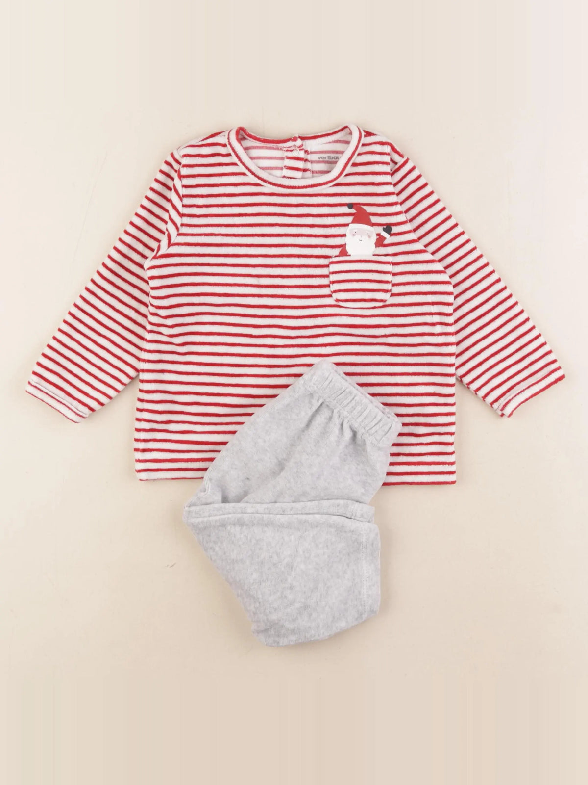 Vertbaudet - pyjama gris, rouge - 18 mois