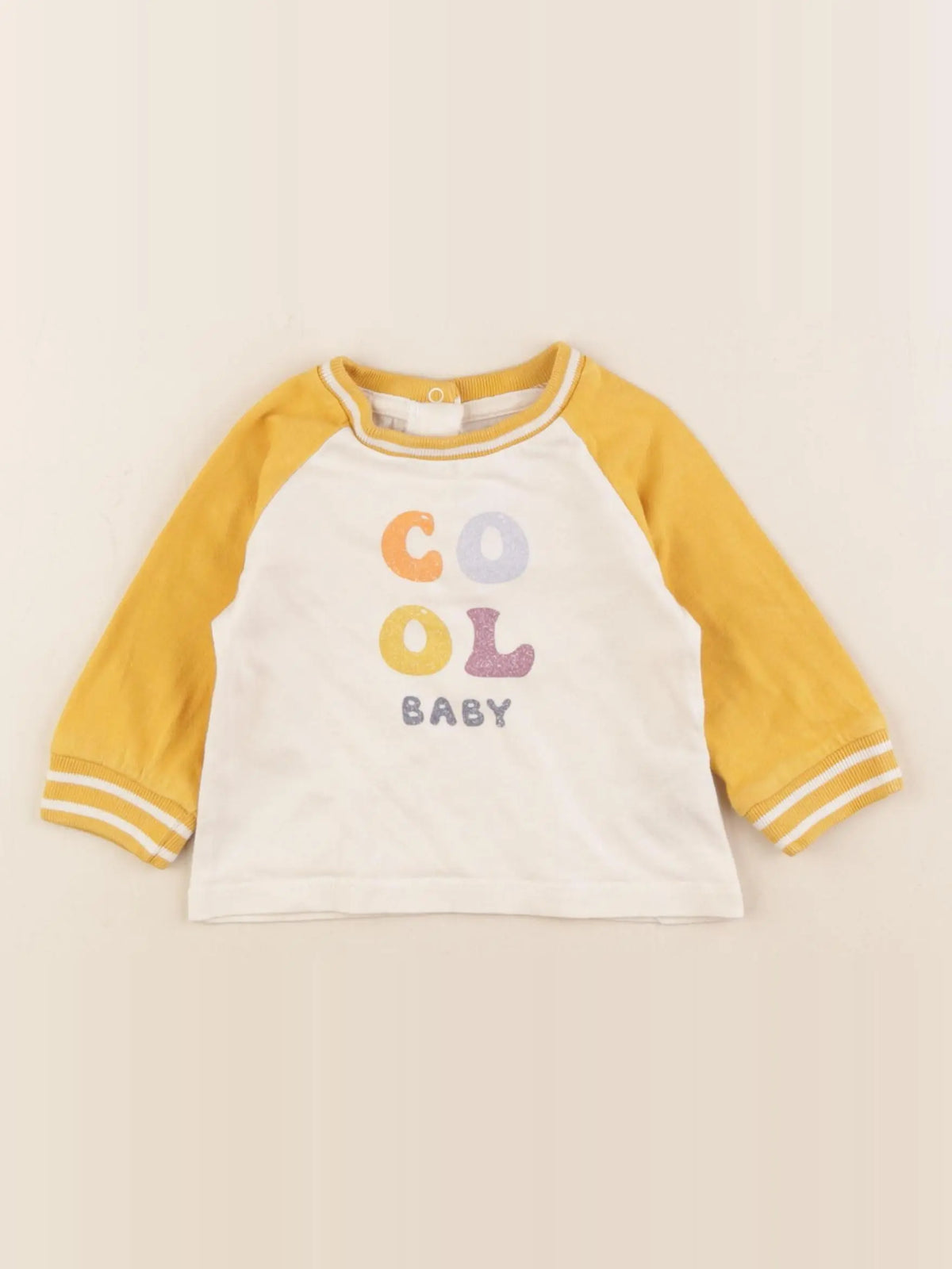 Vertbaudet - tee-shirt blanc, jaune - 6 mois