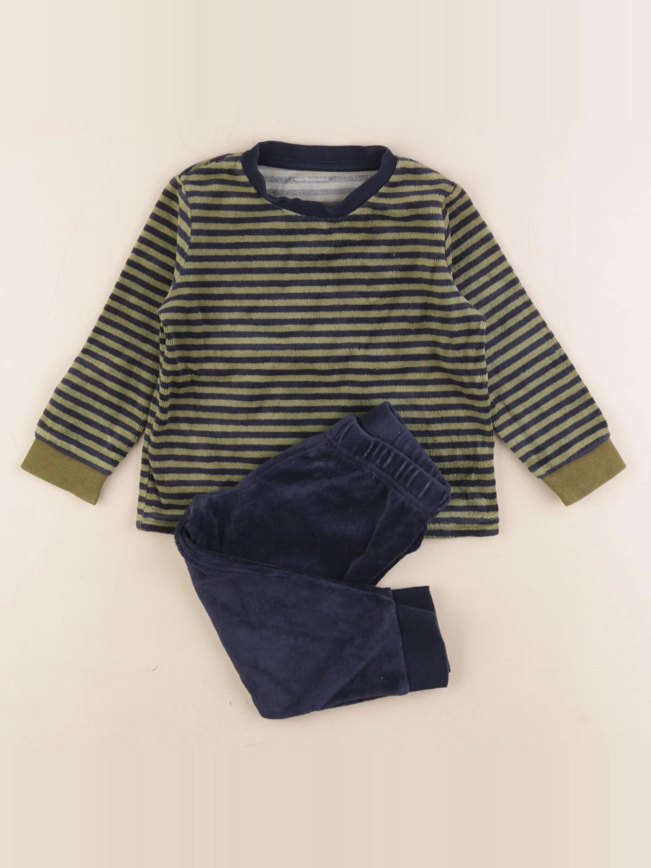 Vertbaudet - pyjama velours bleu, vert - 3 ans