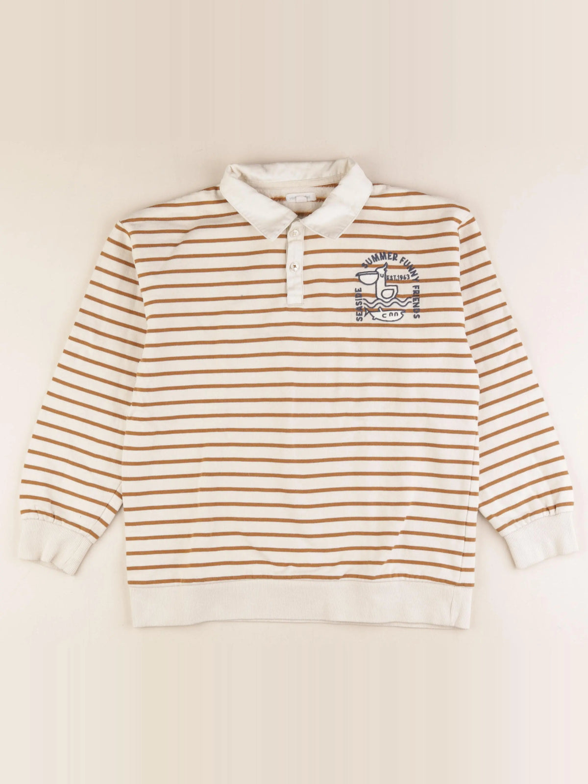 Vertbaudet - sweat beige, marron - 12 ans