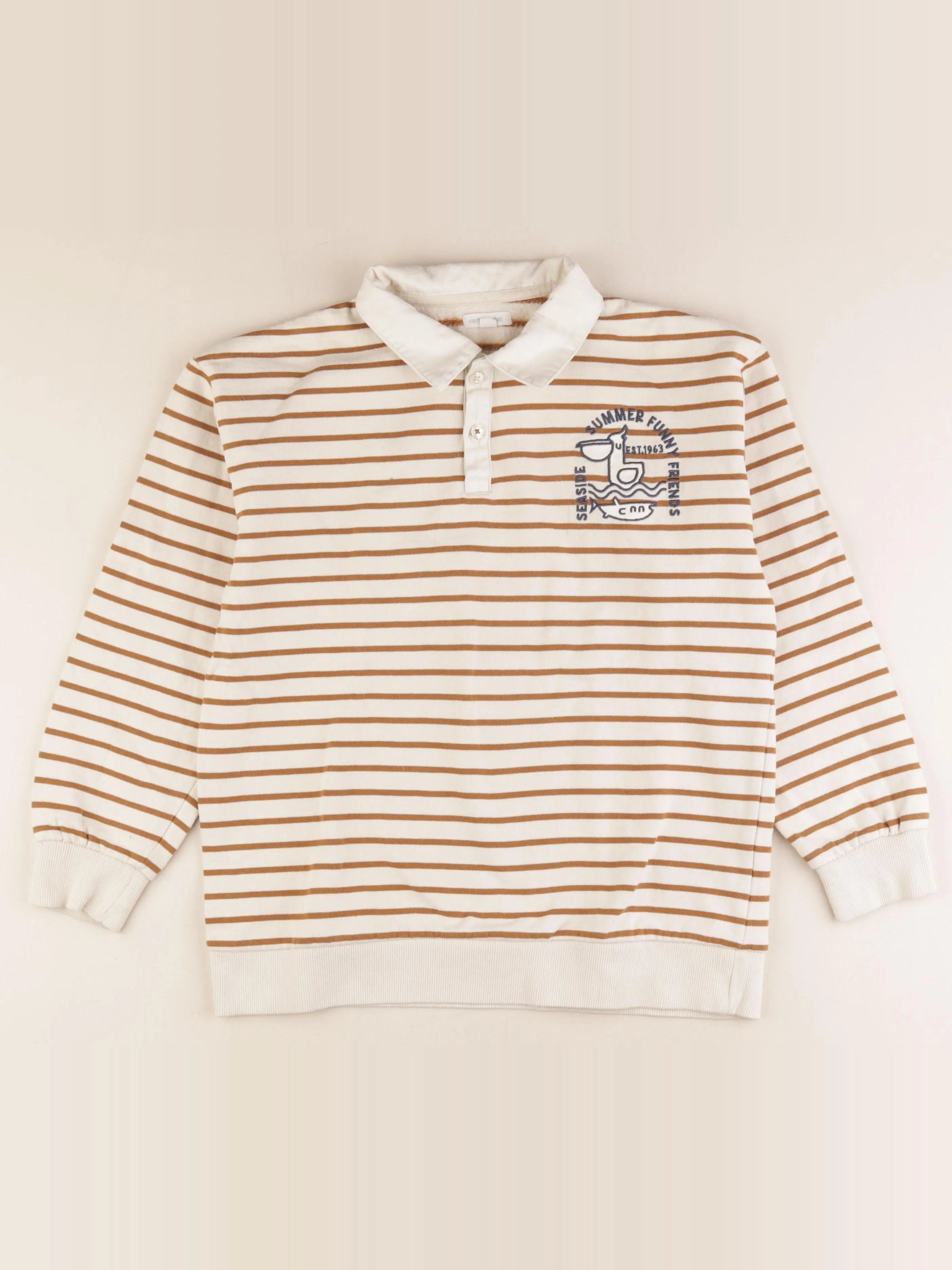 Vertbaudet - sweat beige, marron - 12 ans