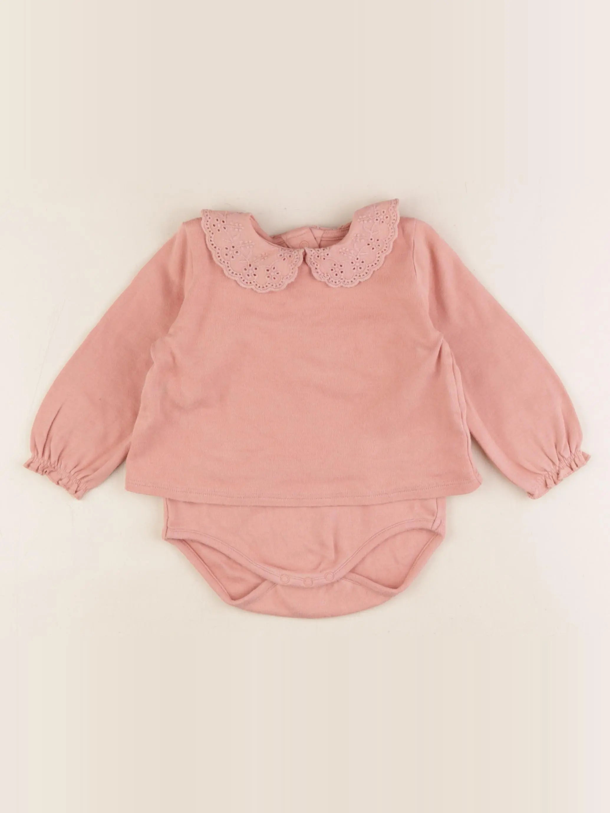 Vertbaudet - body tee-shirt rose - 12 mois