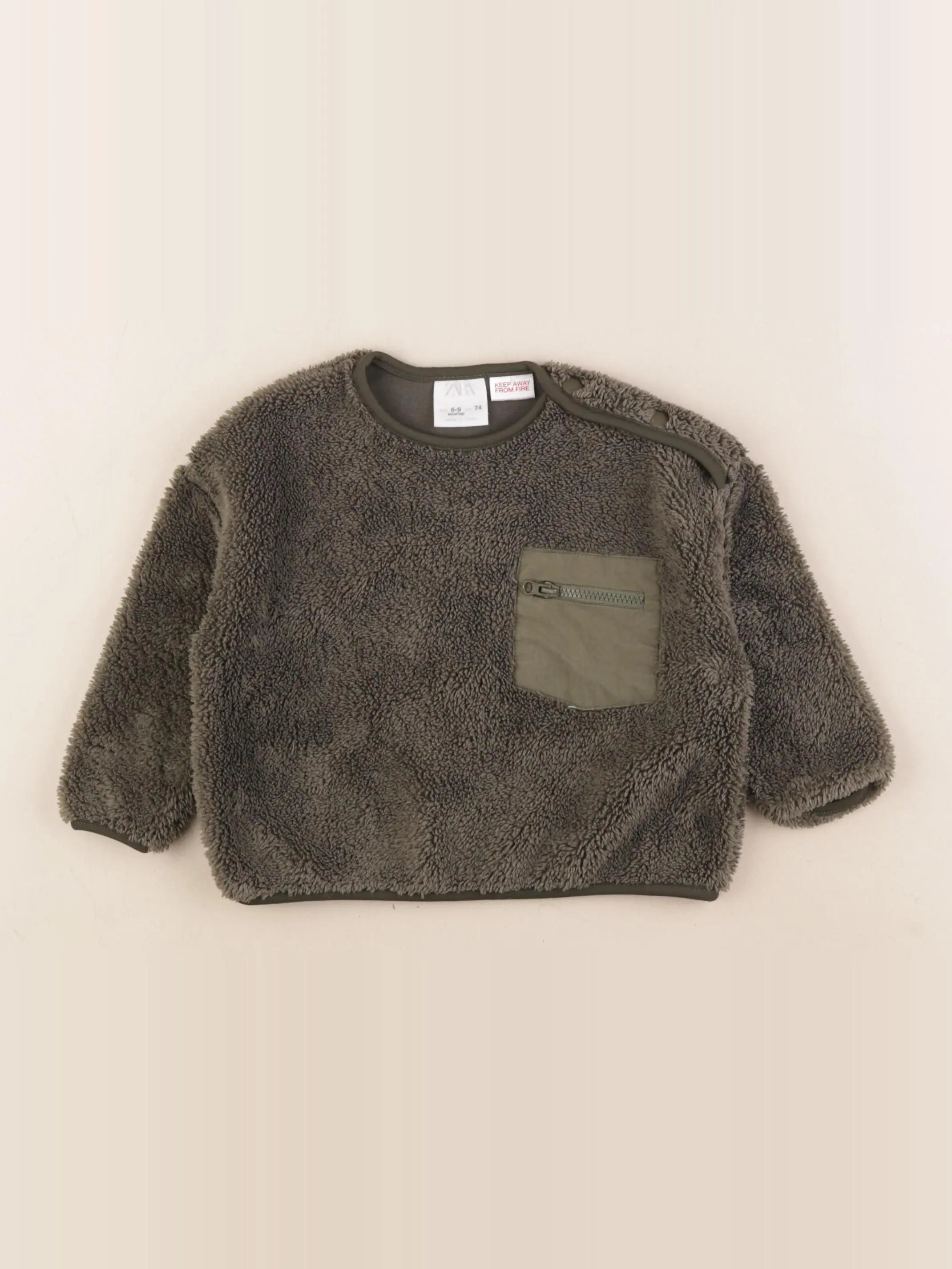 Zara - sweat vert - 6/9 mois