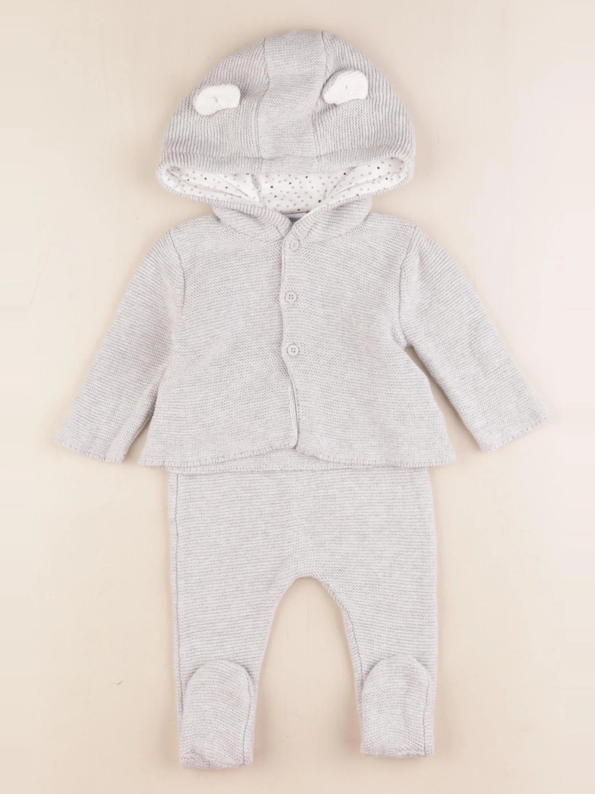Vertbaudet - ensemble gris - 6 mois