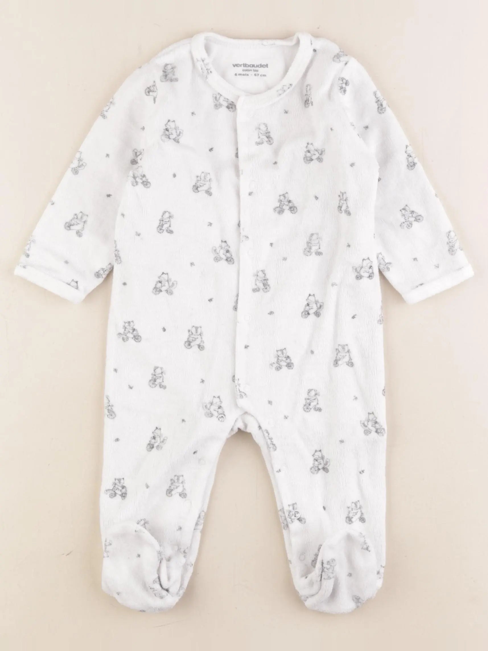 Vertbaudet - pyjama velours blanc - 6 mois