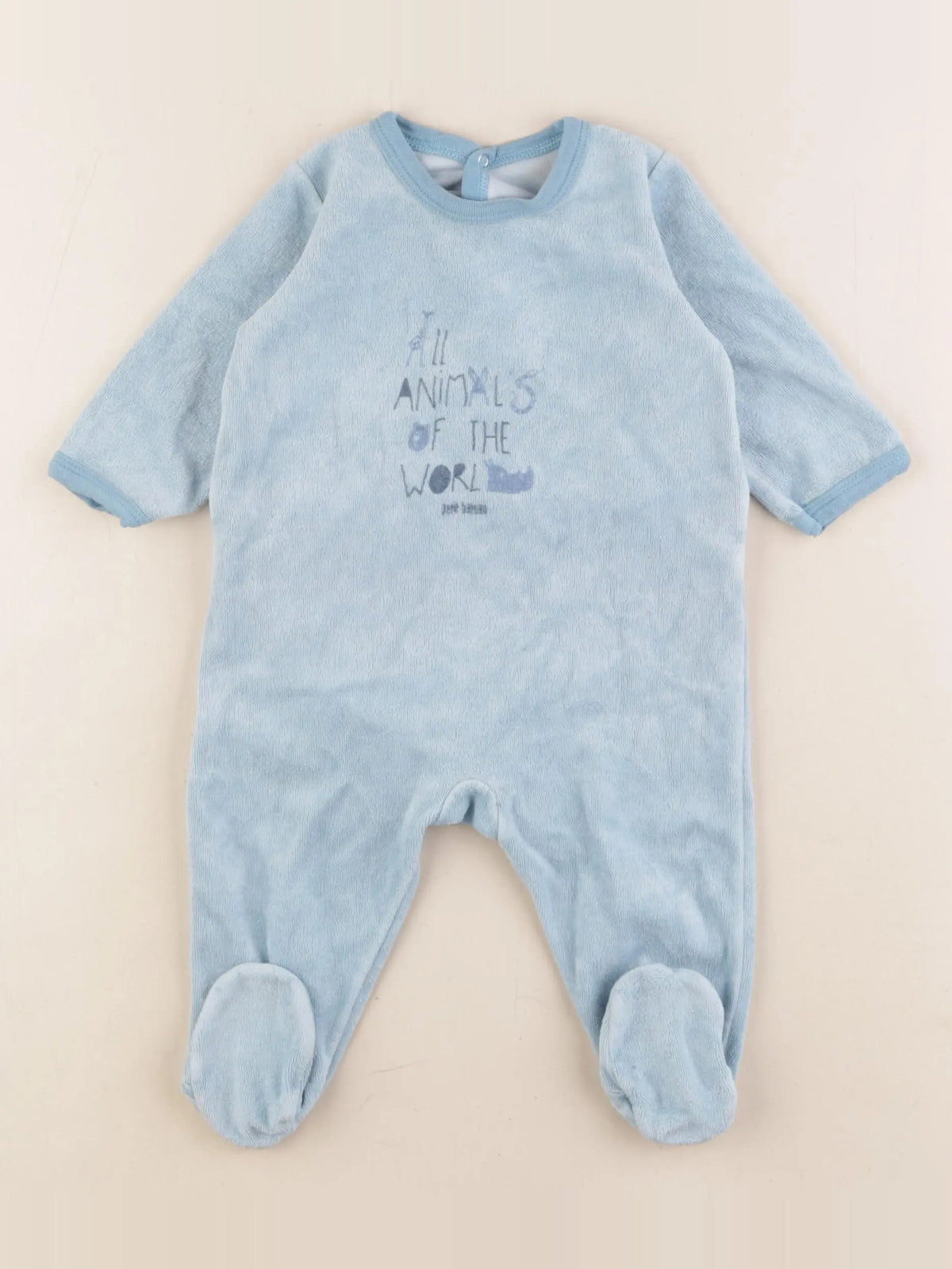 Petit Bateau - pyjama velours bleu - 6 mois
