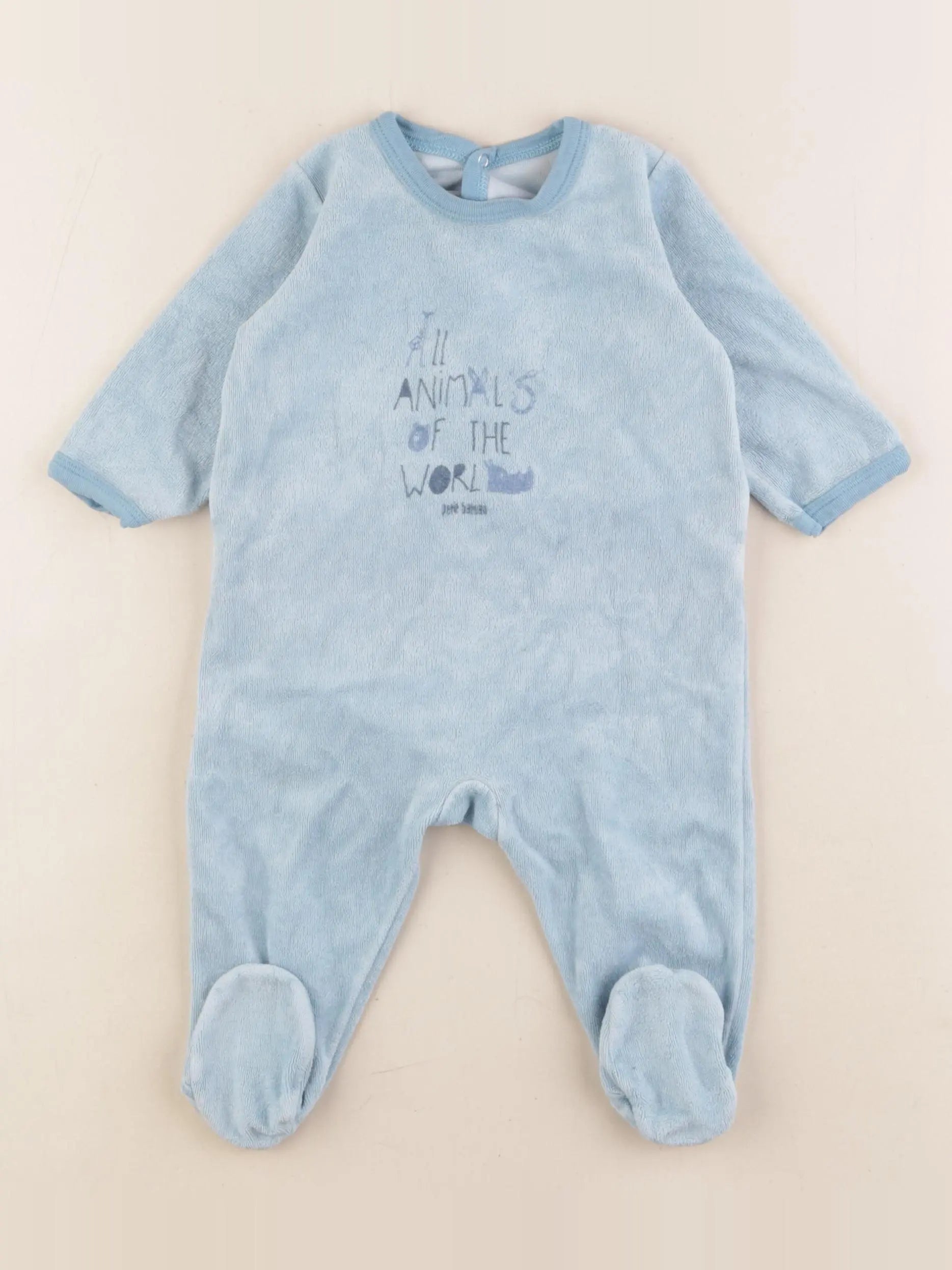Petit Bateau - pyjama velours bleu - 6 mois