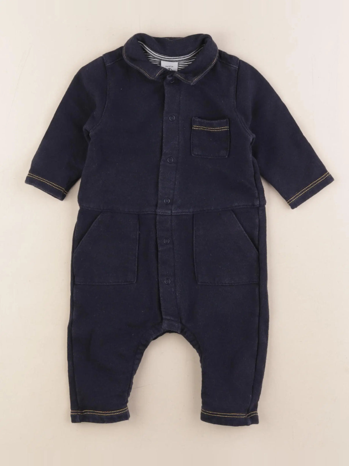 Petit Bateau - combinaison imprimé au dos bleu - 6 mois