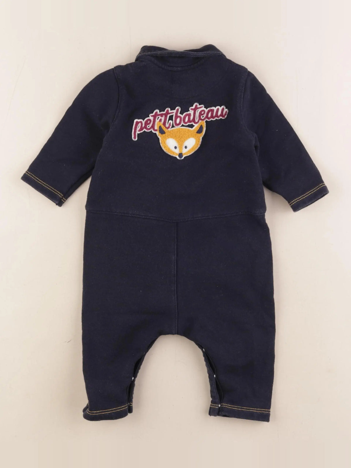 Petit Bateau - combinaison imprimé au dos bleu - 6 mois