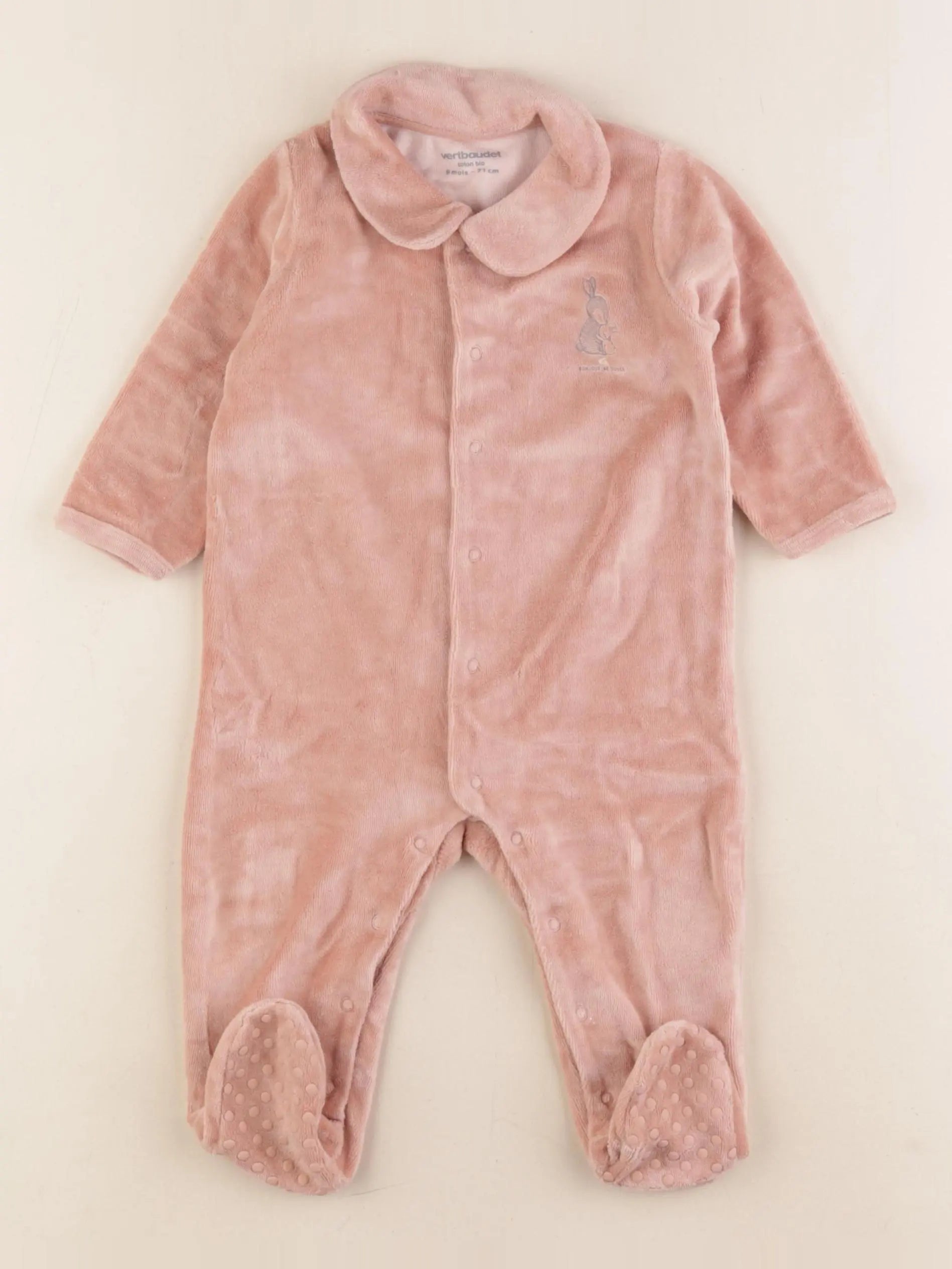 Vertbaudet - pyjama velours beige - 9 mois