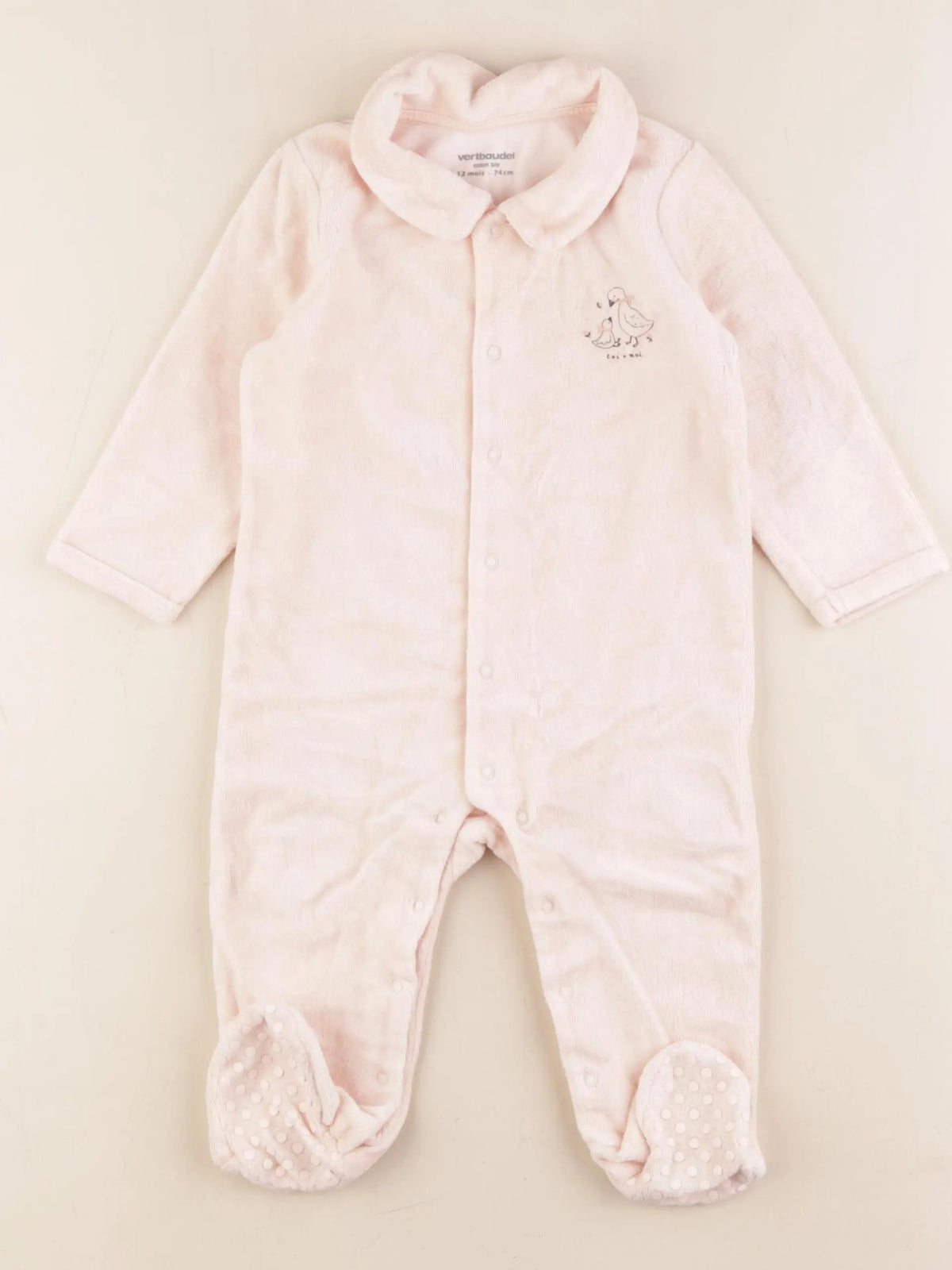 Vertbaudet - pyjama velours beige - 12 mois