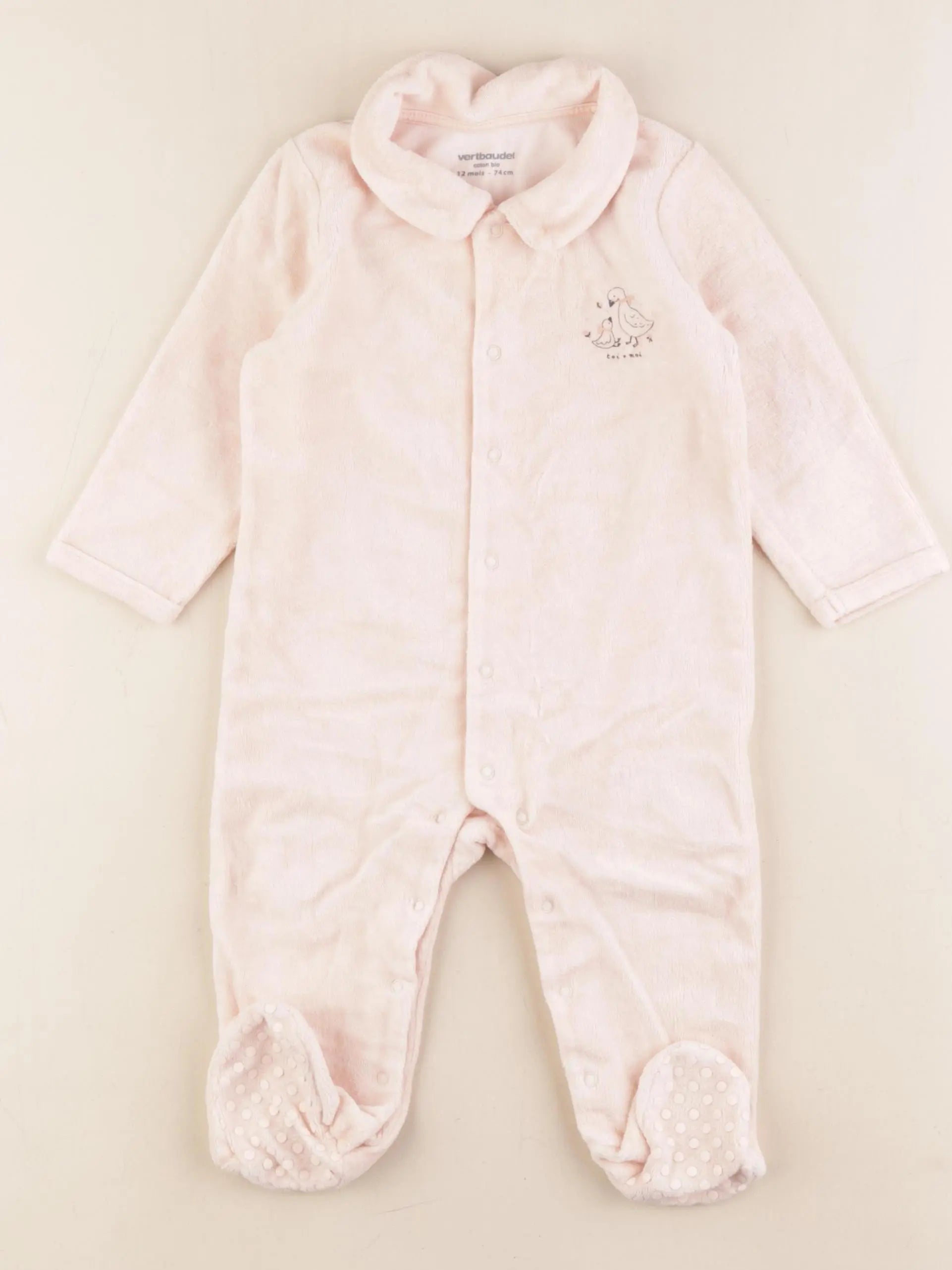 Vertbaudet - pyjama velours beige - 12 mois