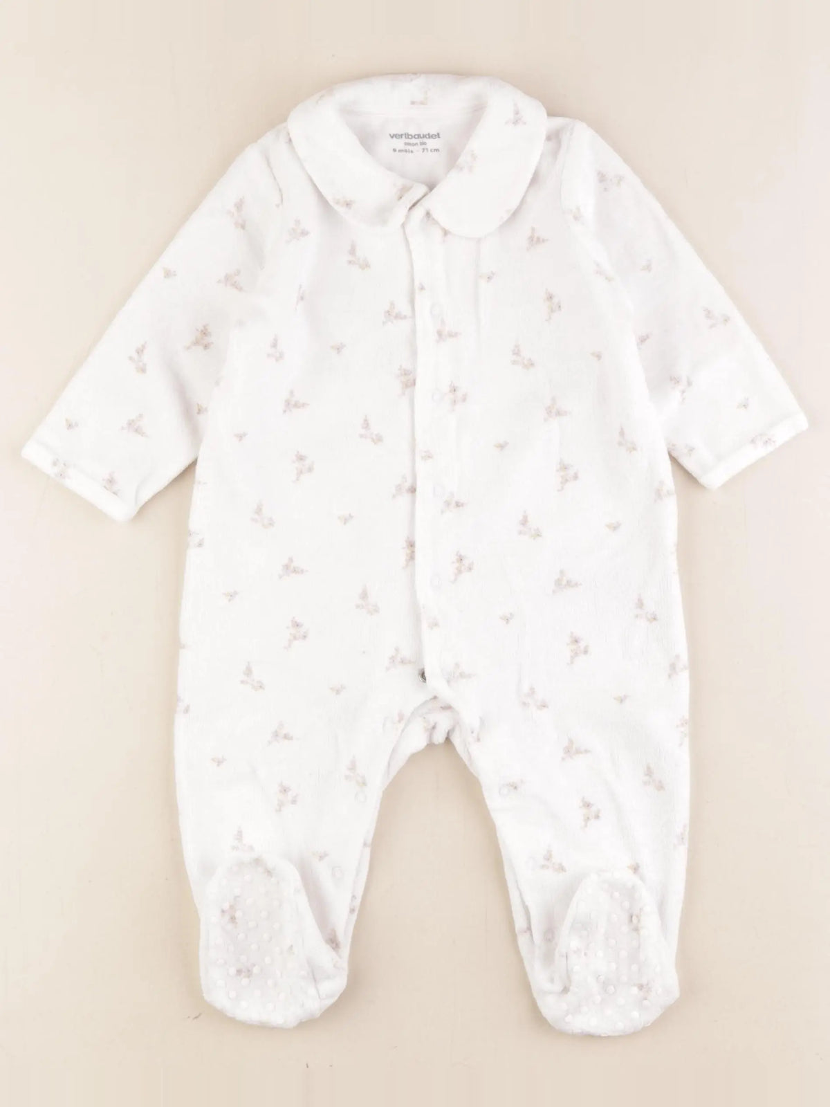 Vertbaudet - pyjama velours blanc - 9 mois