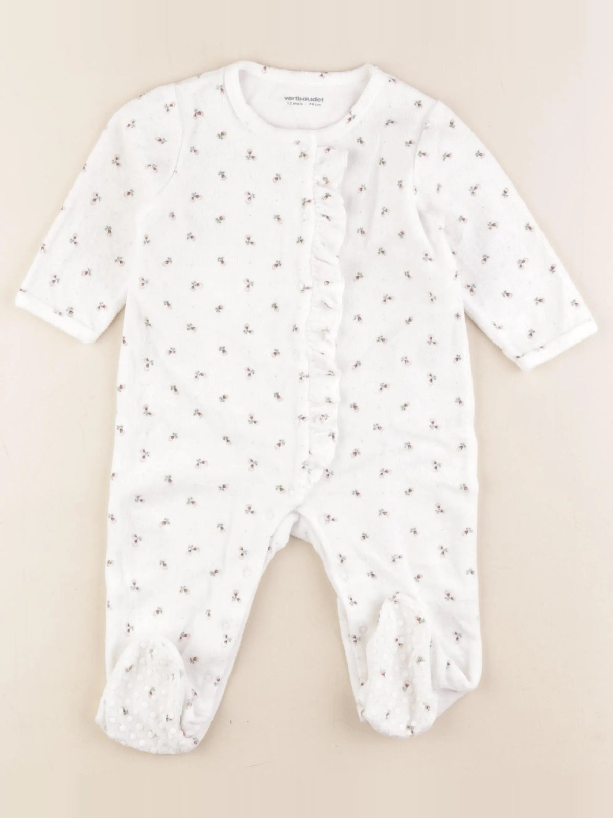 Vertbaudet - pyjama velours blanc - 12 mois