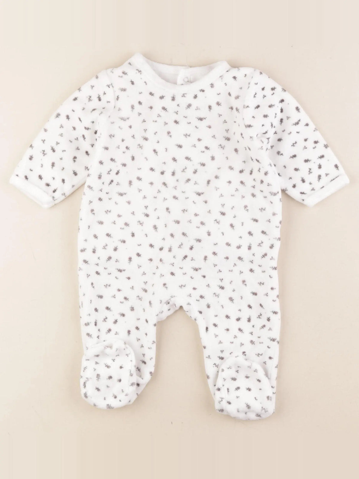 Vertbaudet - pyjama velours blanc - 6 mois