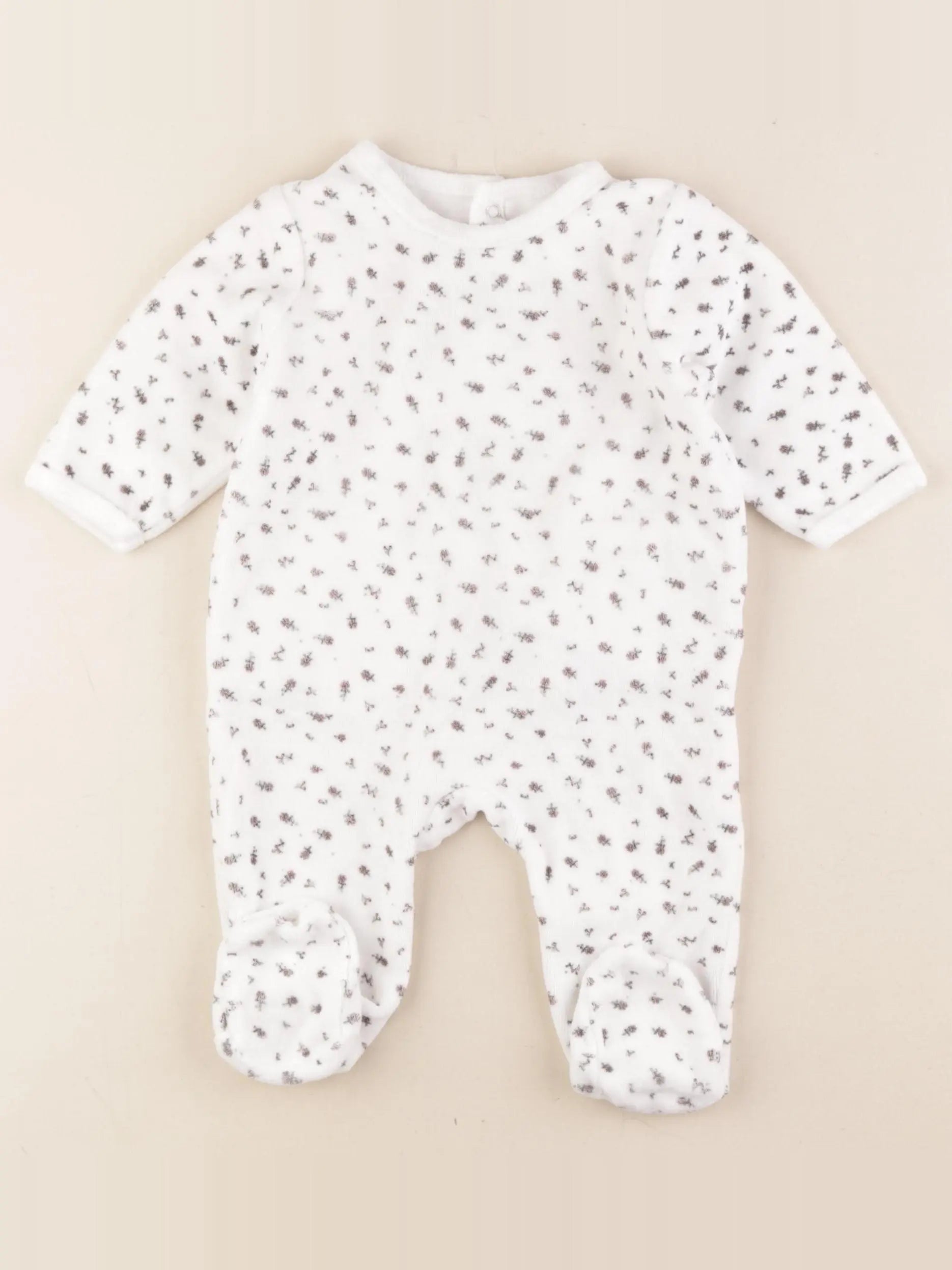 Vertbaudet - pyjama velours blanc - 6 mois