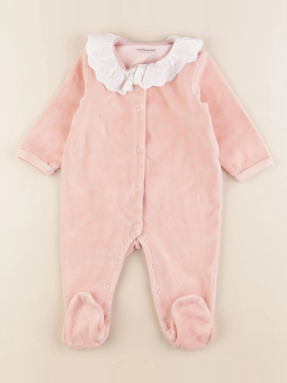 Vertbaudet - pyjama velours rose - 6 mois