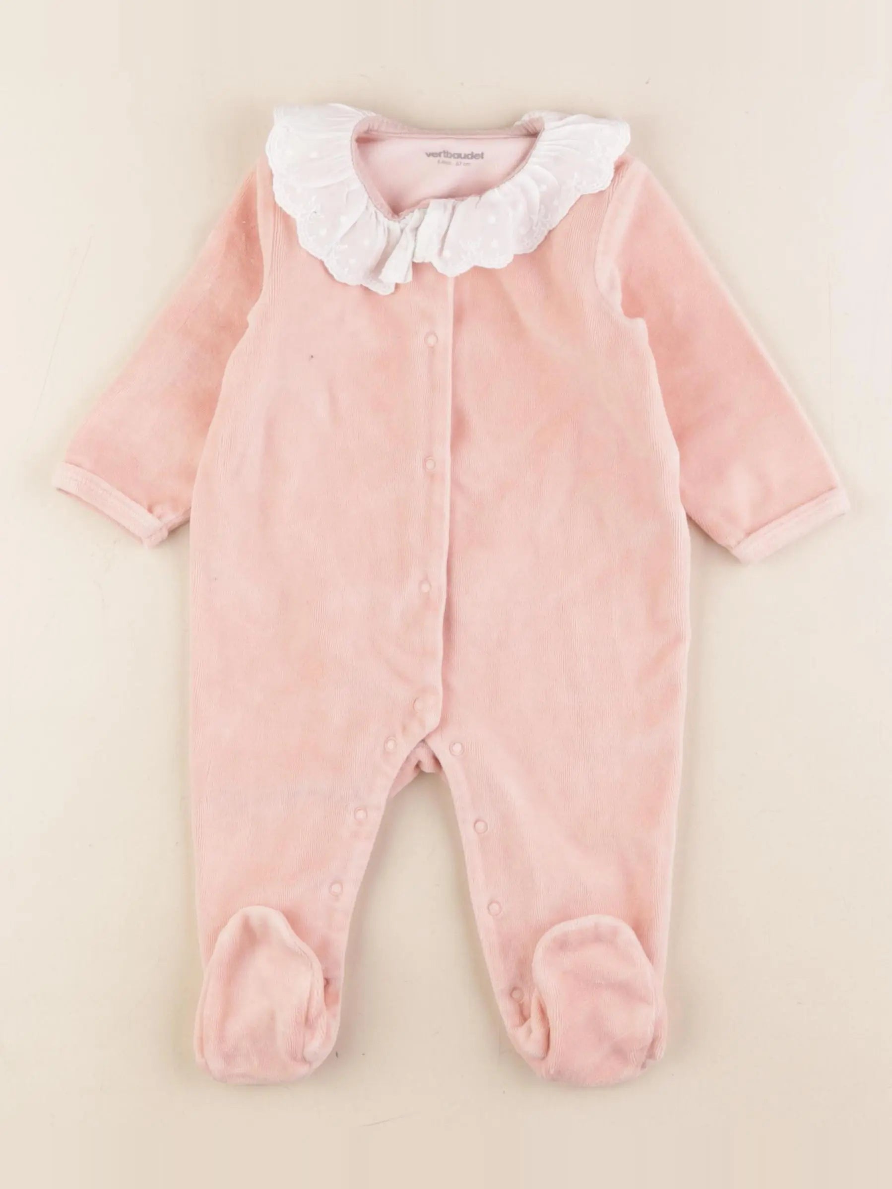 Vertbaudet - pyjama velours rose - 6 mois