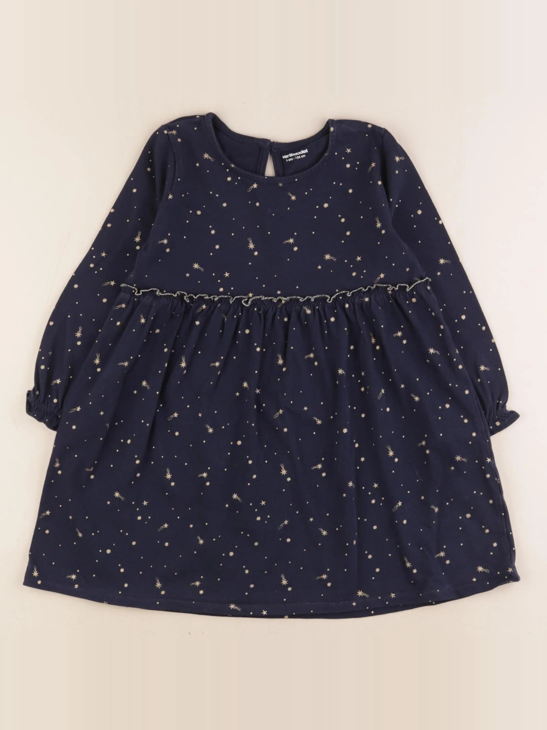 Vertbaudet - robe bleu, or - 4 ans