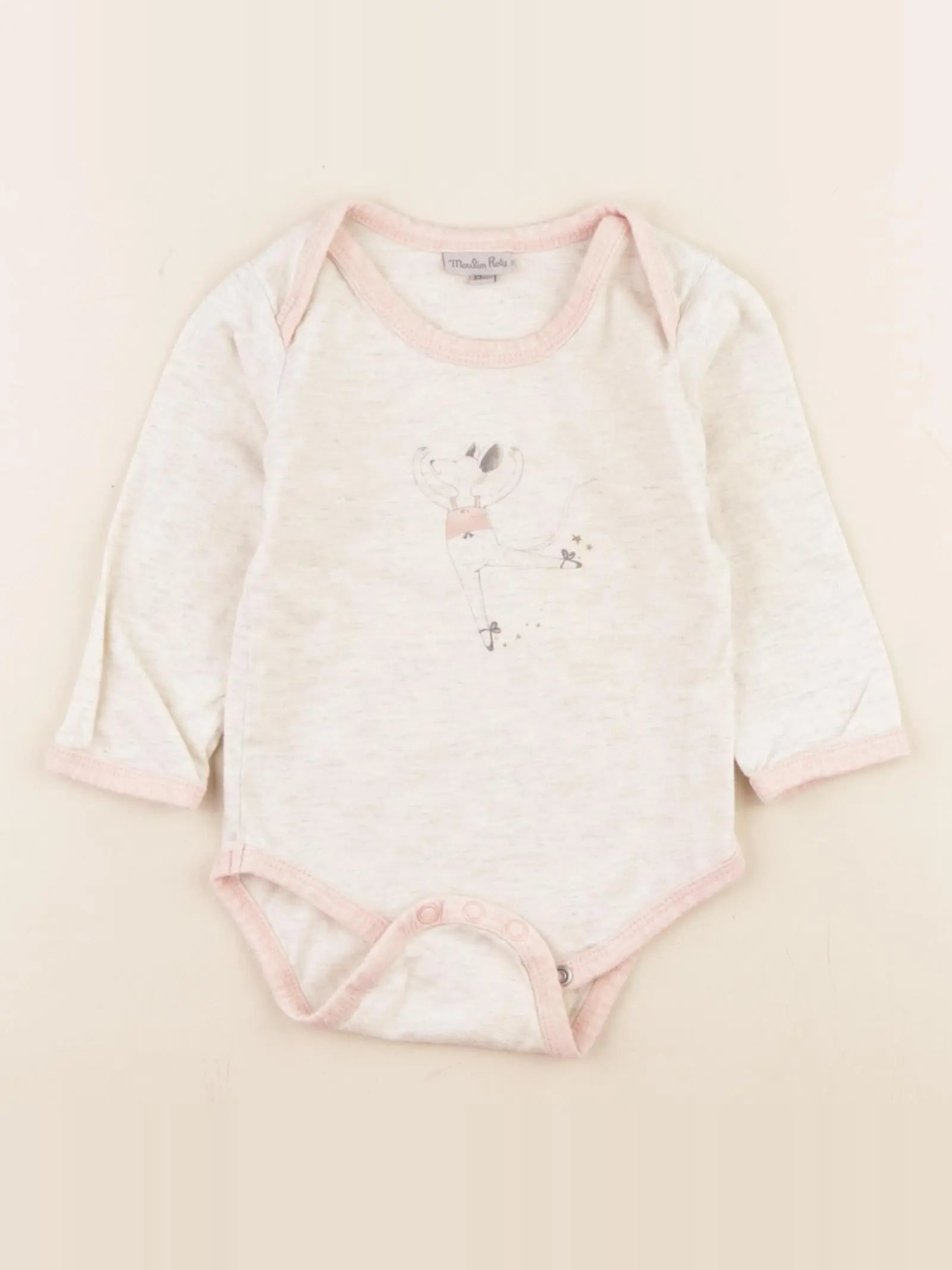 Moulin Roty - body beige, rose - 12 mois