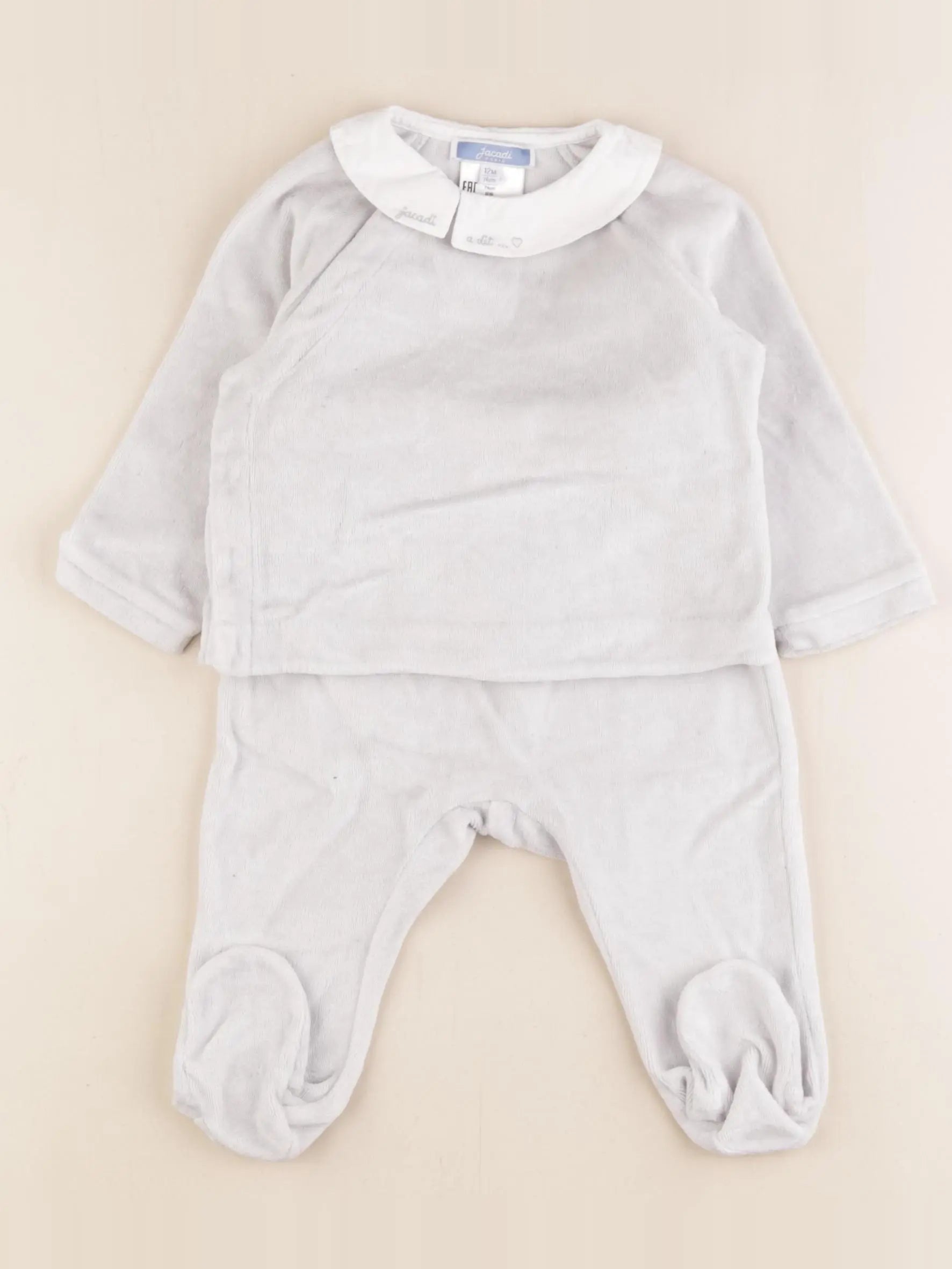 Jacadi - pyjama velours gris - 12 mois