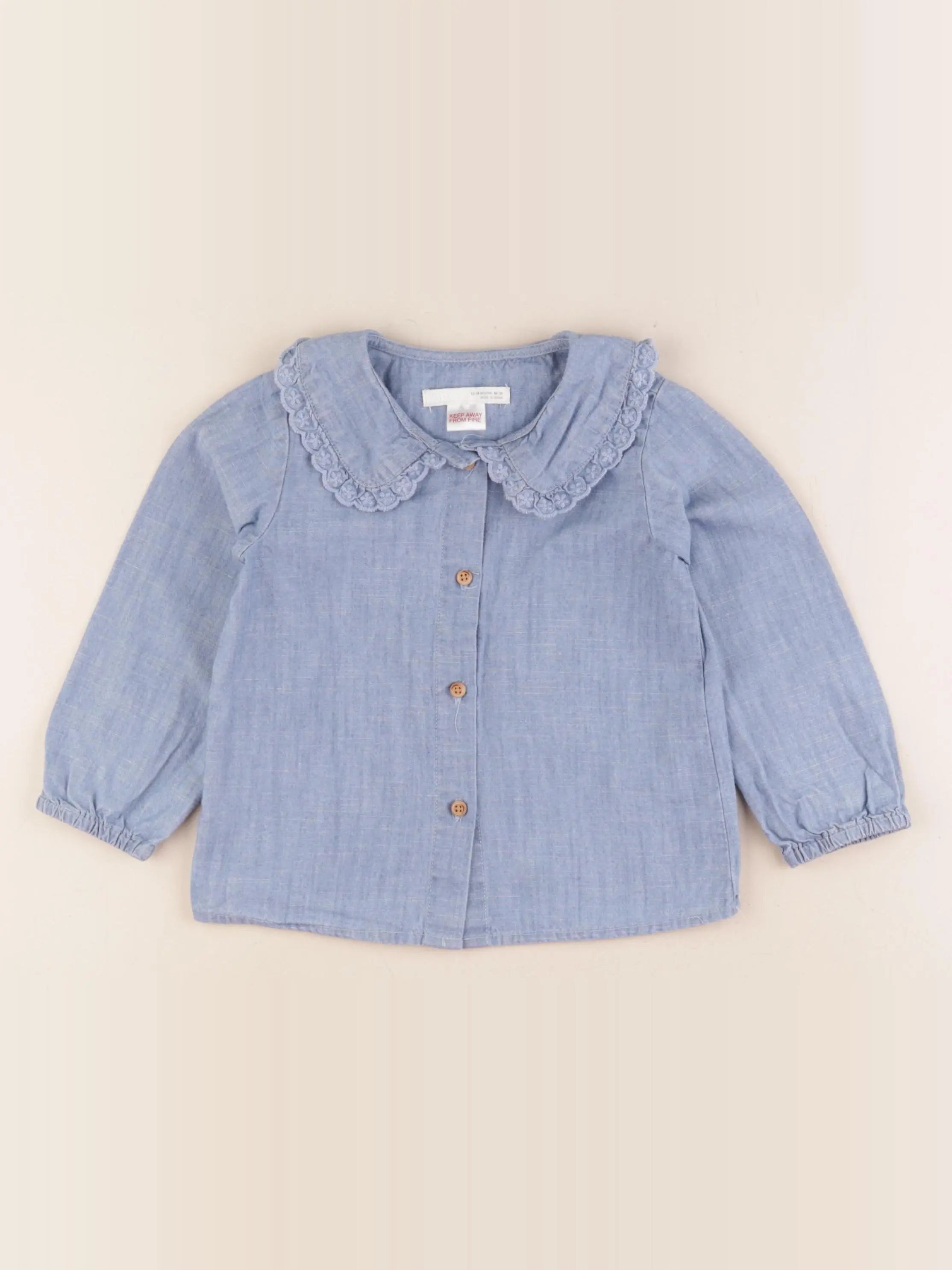 Zara - blouse bleu - 12/18 mois