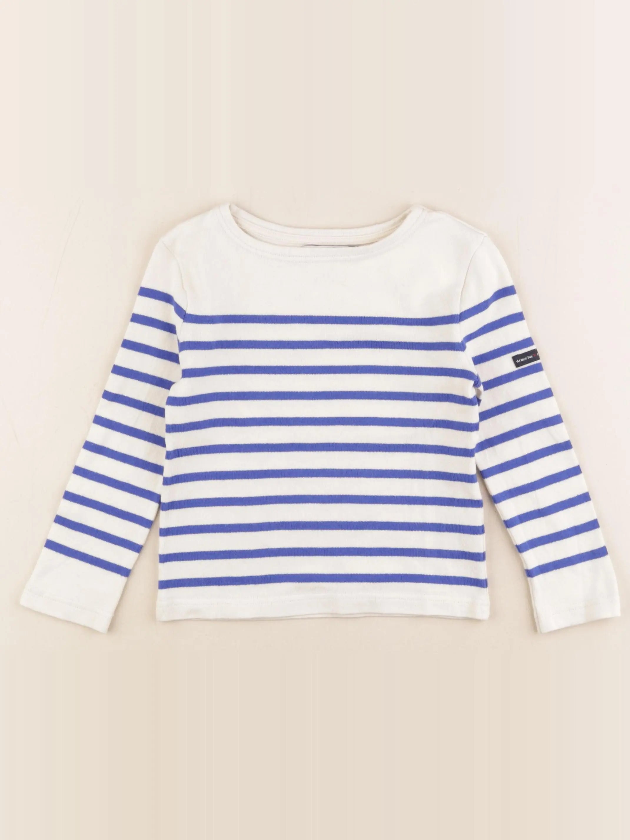 Cyrillus X Armor lux - tee-shirt blanc, bleu - 4 ans