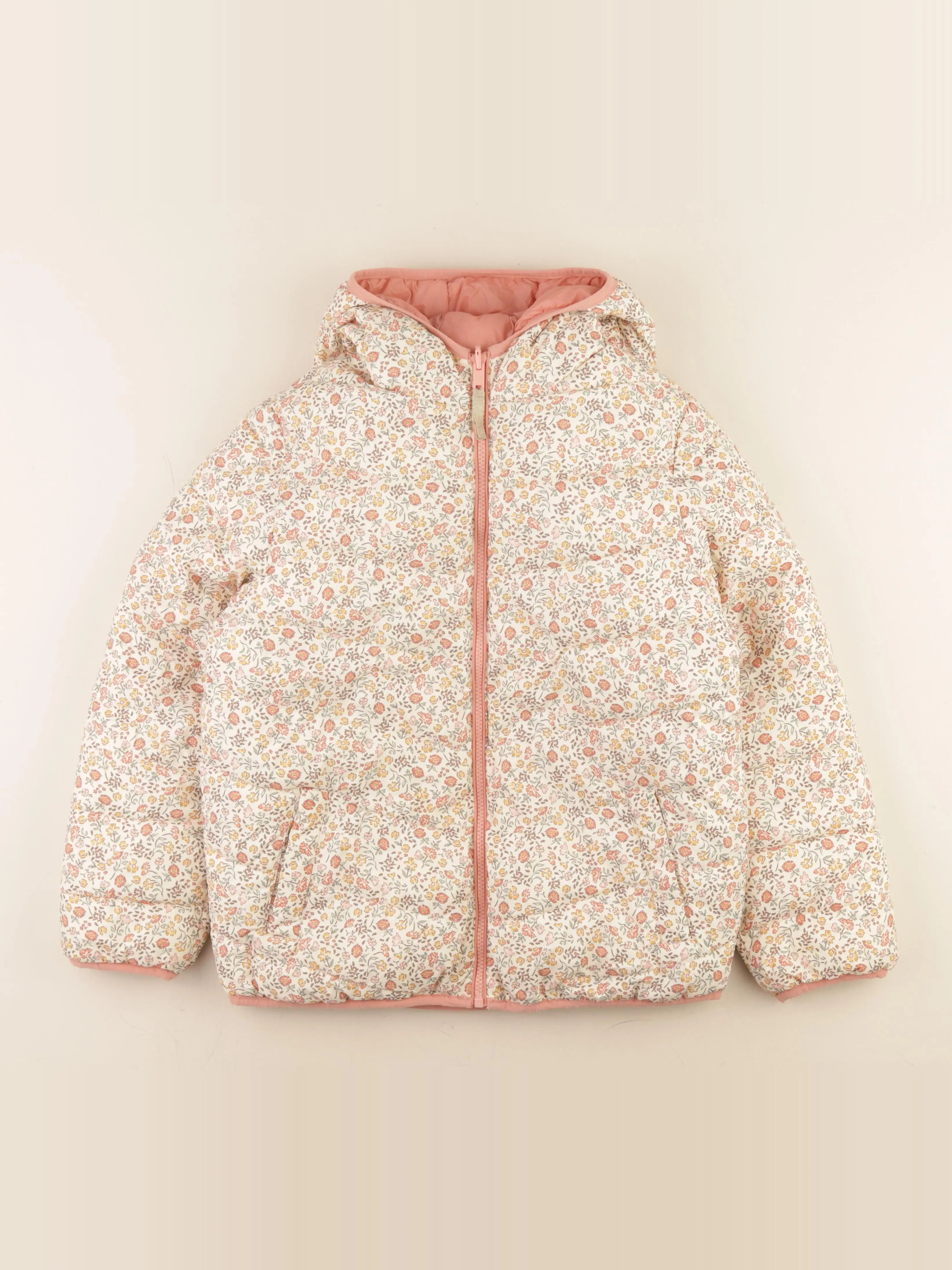 Vertbaudet - doudoune réversible beige, rose - 14 ans