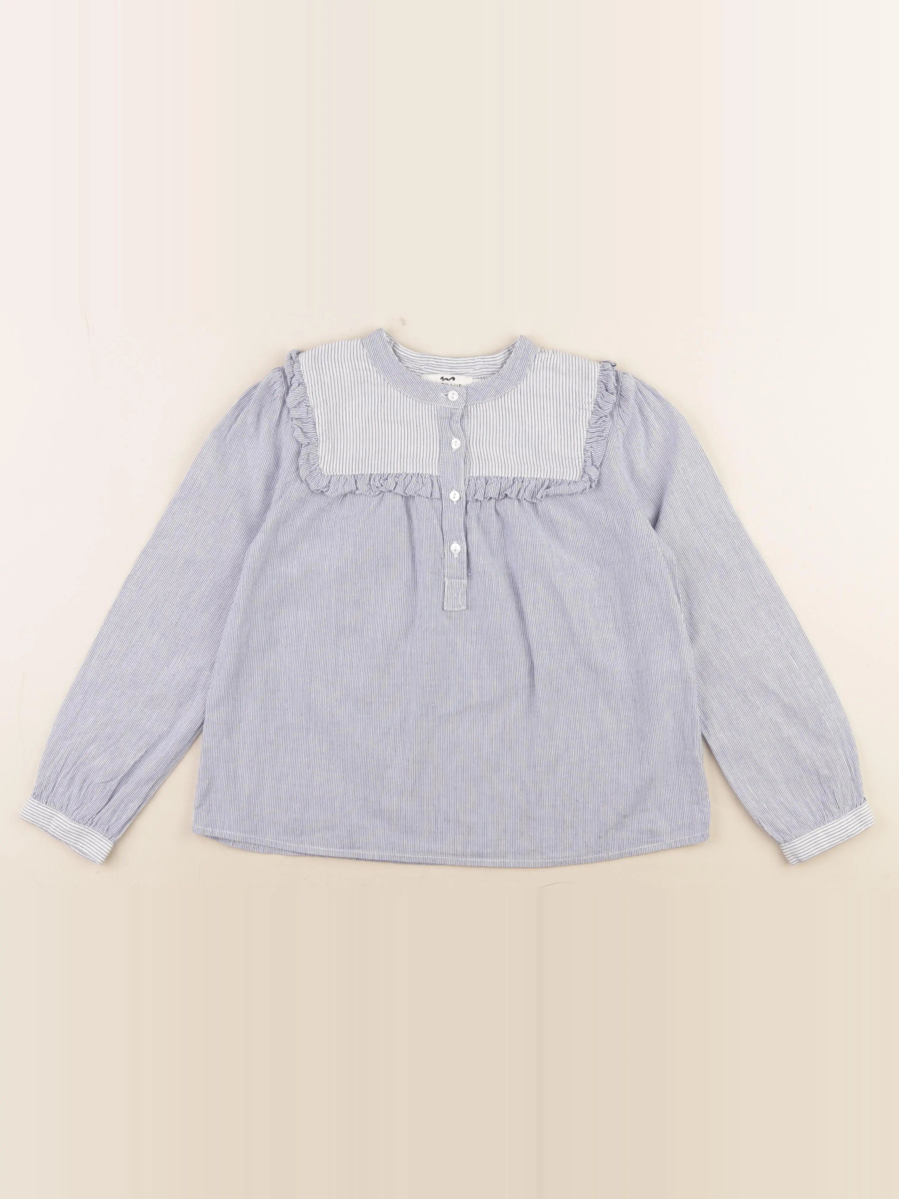Cyrillus - blouse bleu, blanc - 8 ans