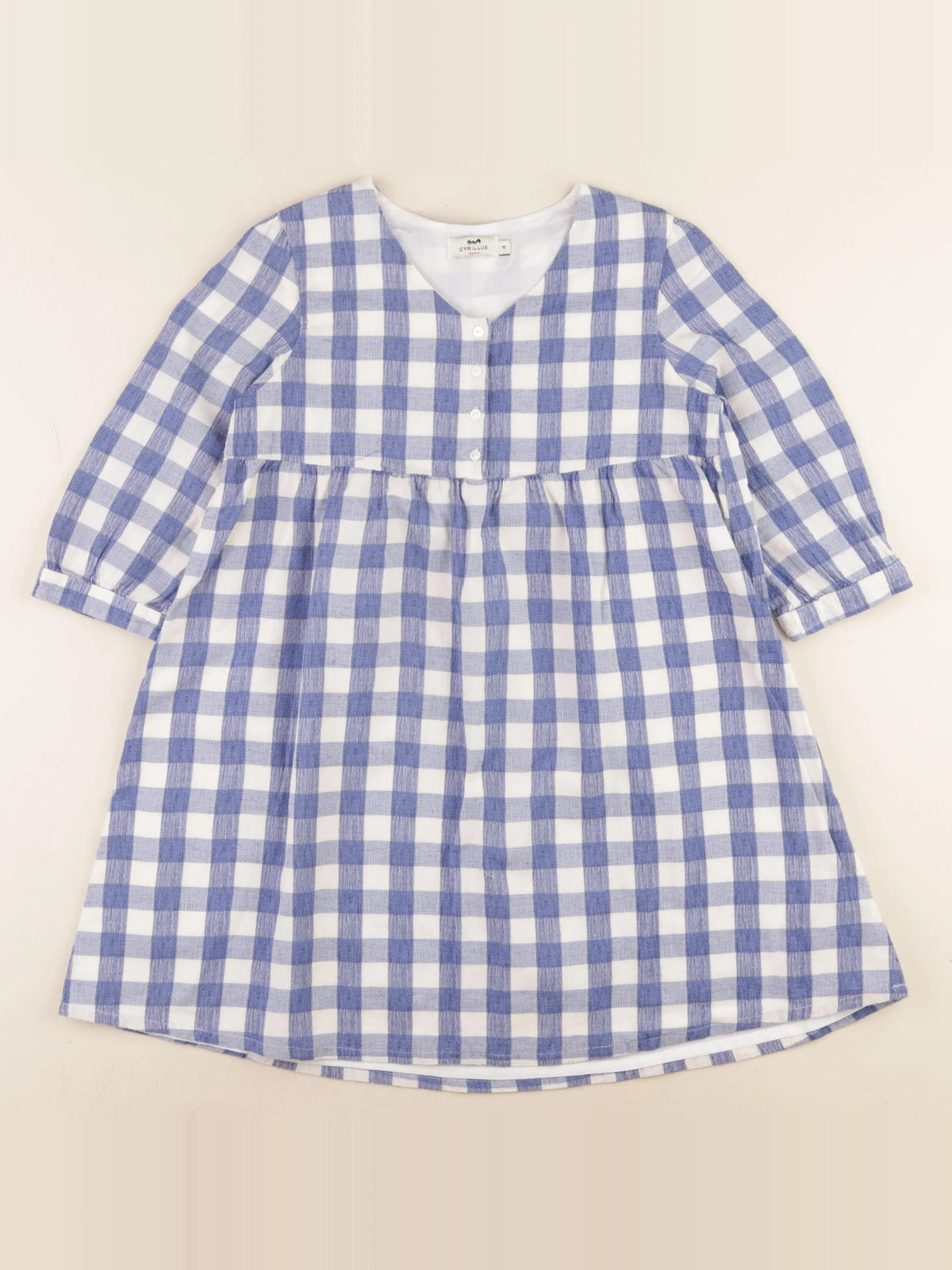 Cyrillus - robe blanc, bleu - 10 ans