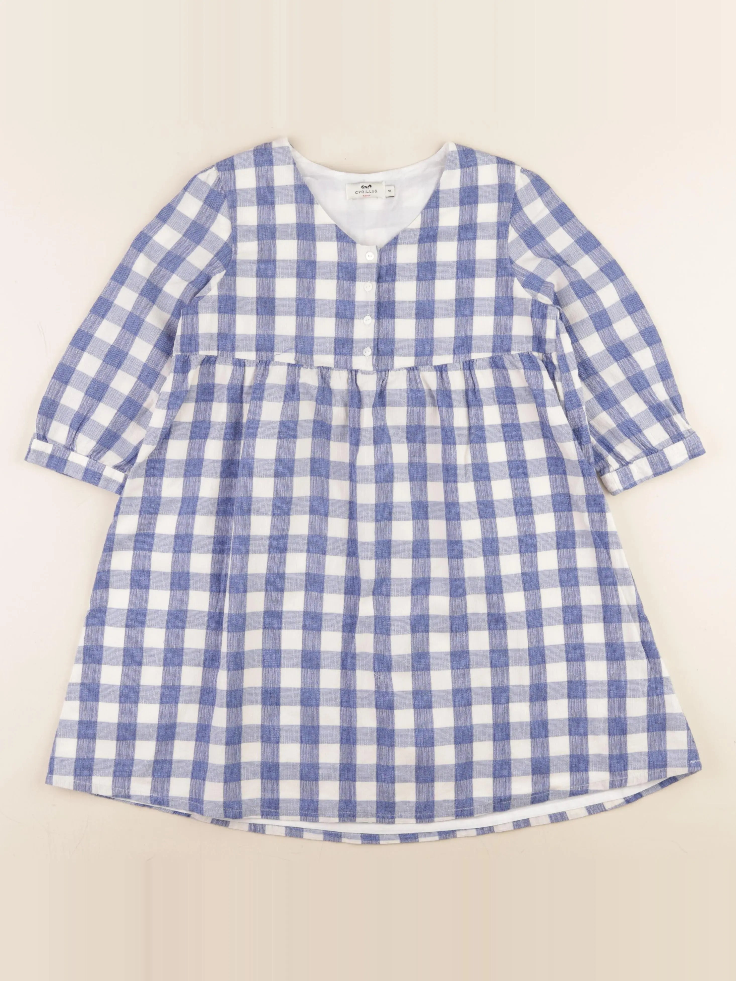 Cyrillus - robe blanc, bleu - 10 ans