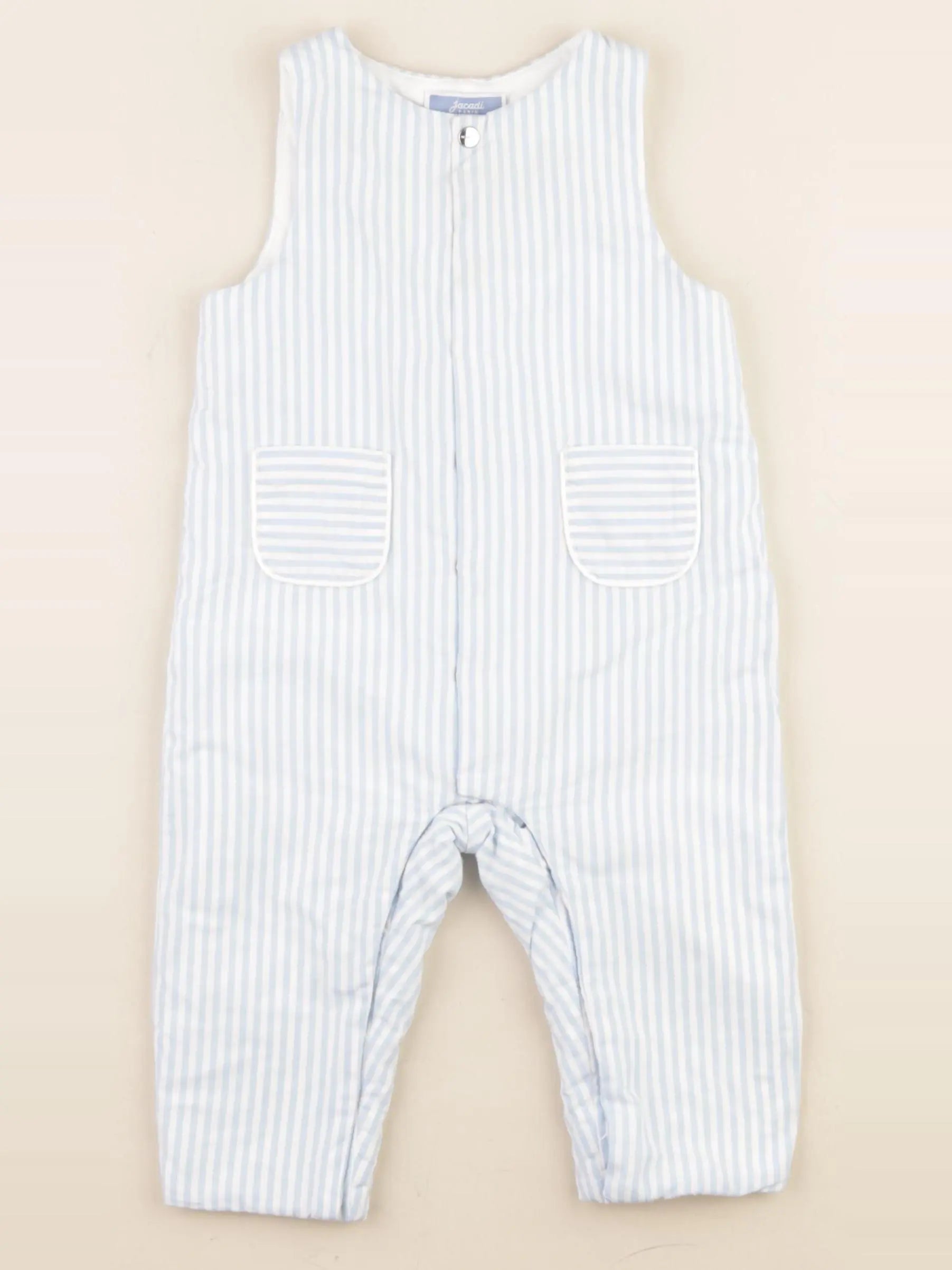 Jacadi - combinaison doublé blanc, bleu - 12 mois