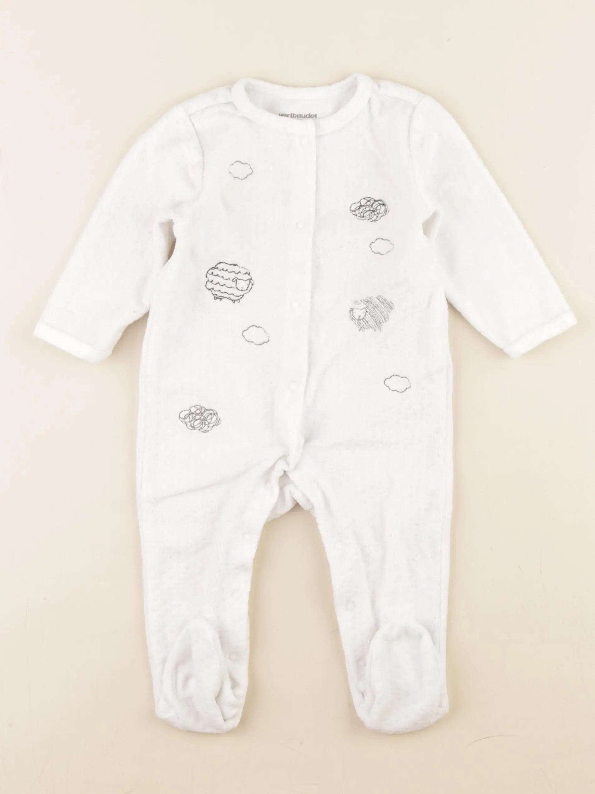 Vertbaudet - pyjama velours blanc - 6 mois