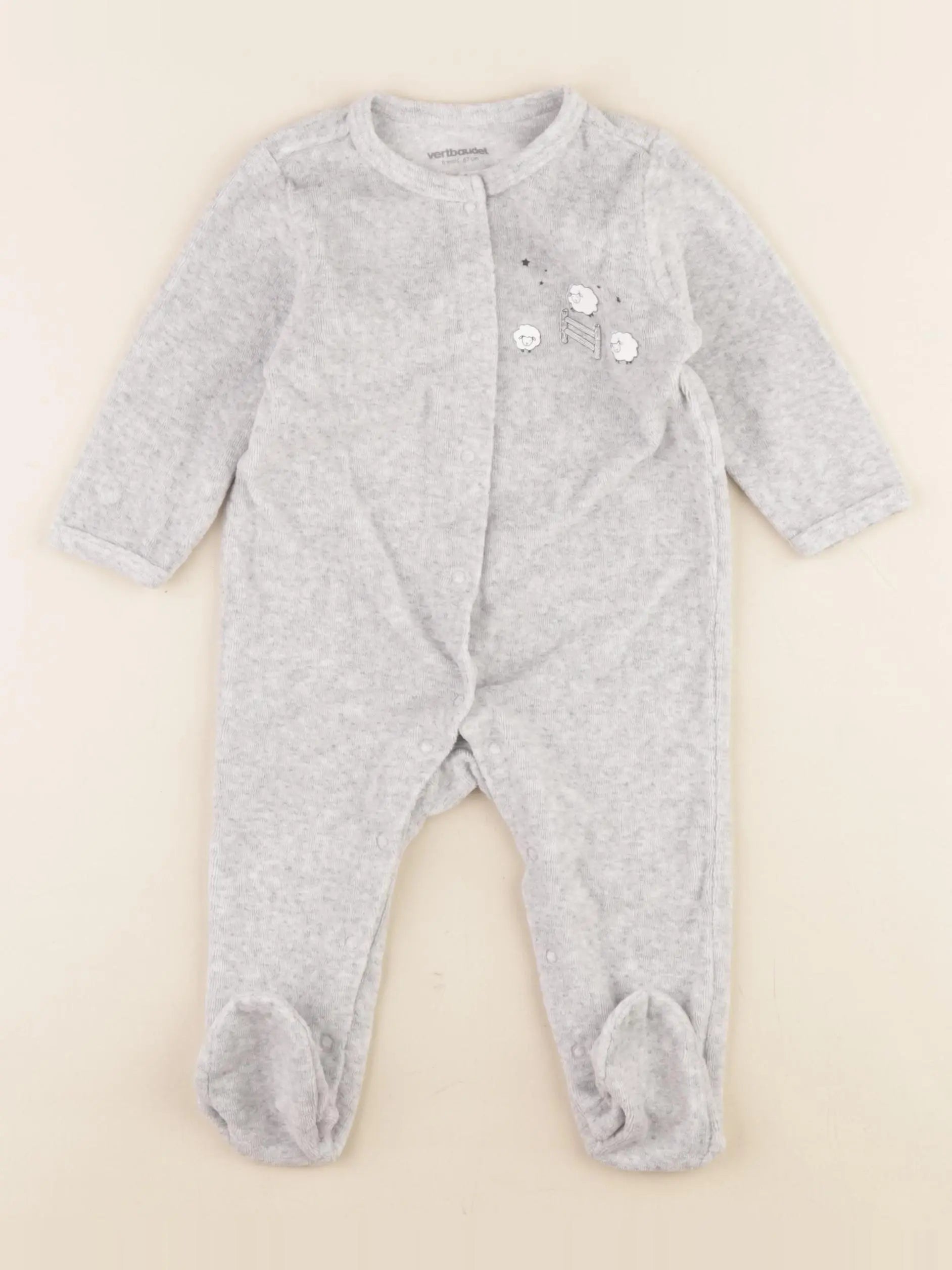 Vertbaudet - pyjama velours gris - 6 mois