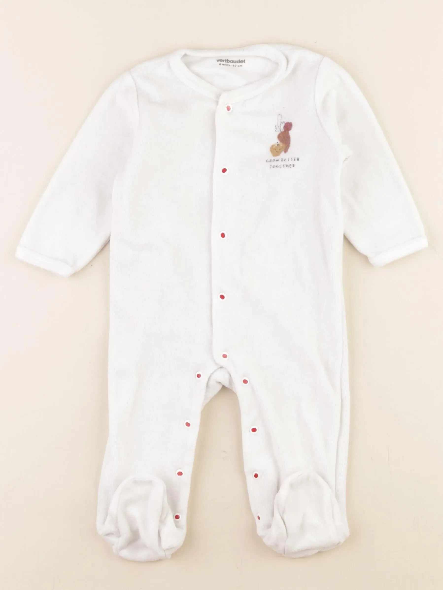 Vertbaudet - pyjama velours blanc - 6 mois