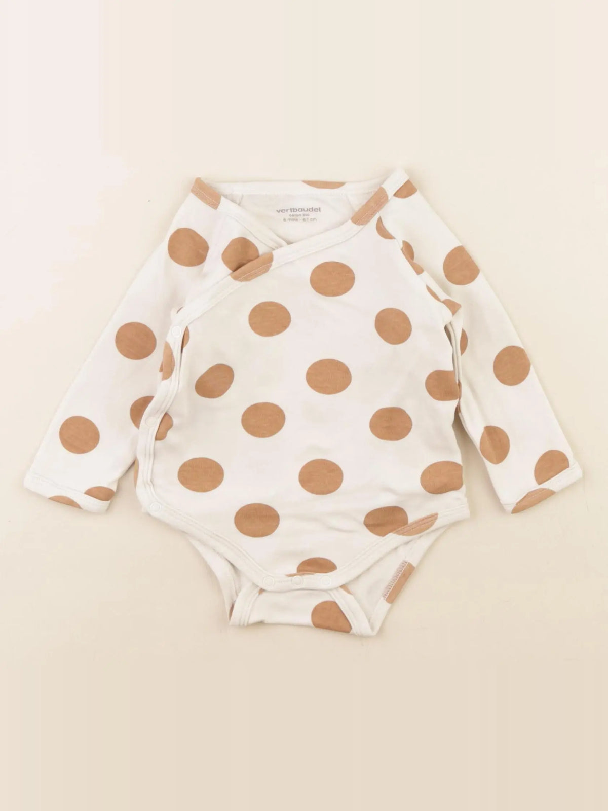 Vertbaudet - body marron, blanc - 6 mois