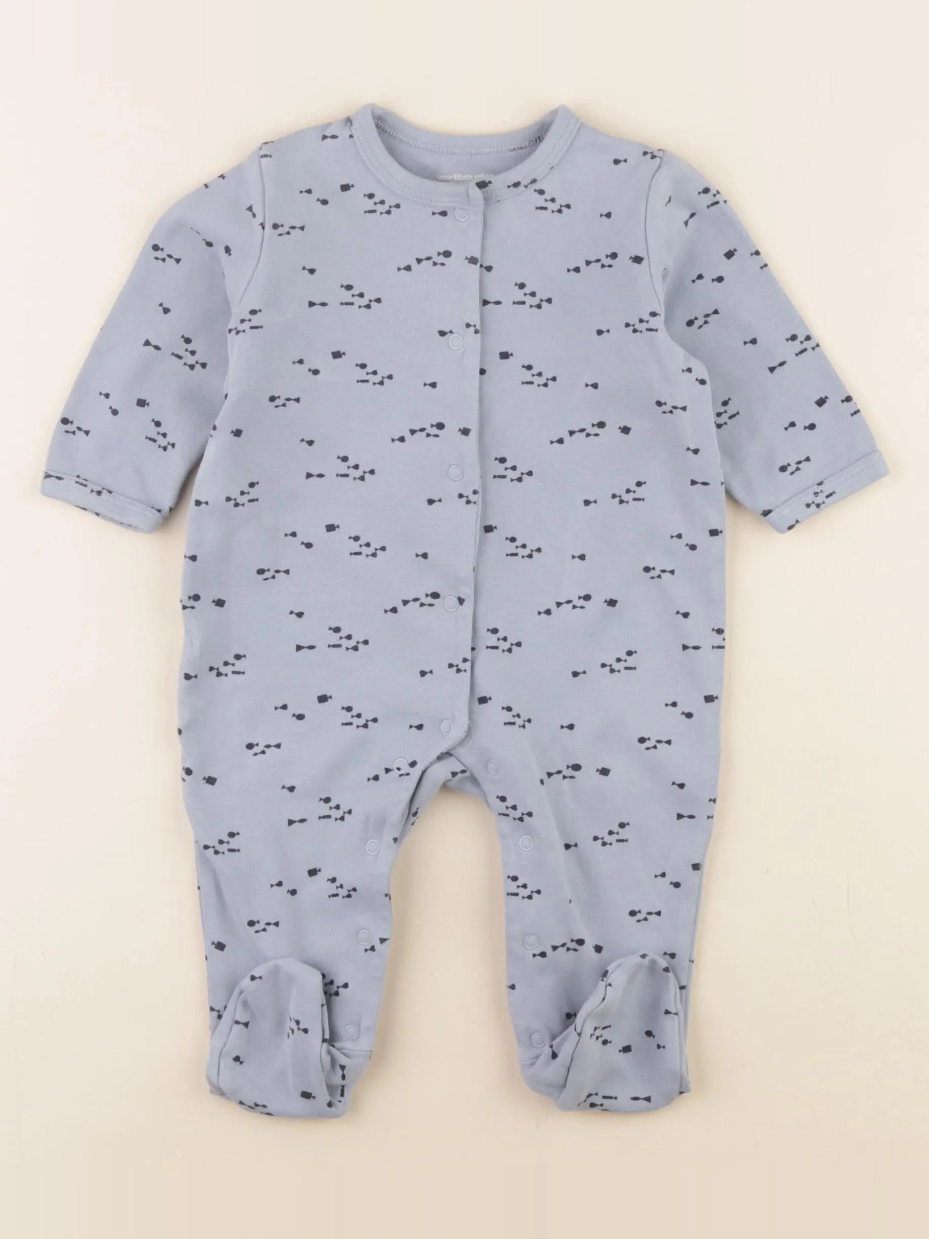 Vertbaudet - pyjama coton bleu - 6 mois