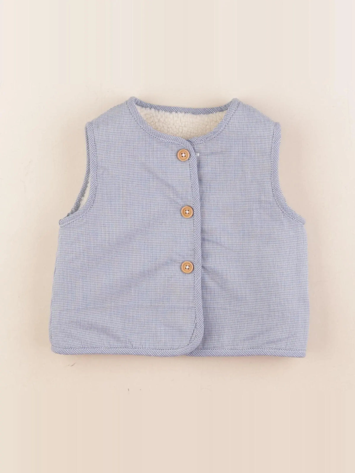 Cyrillus - gilet réversible bleu, blanc - 12 mois