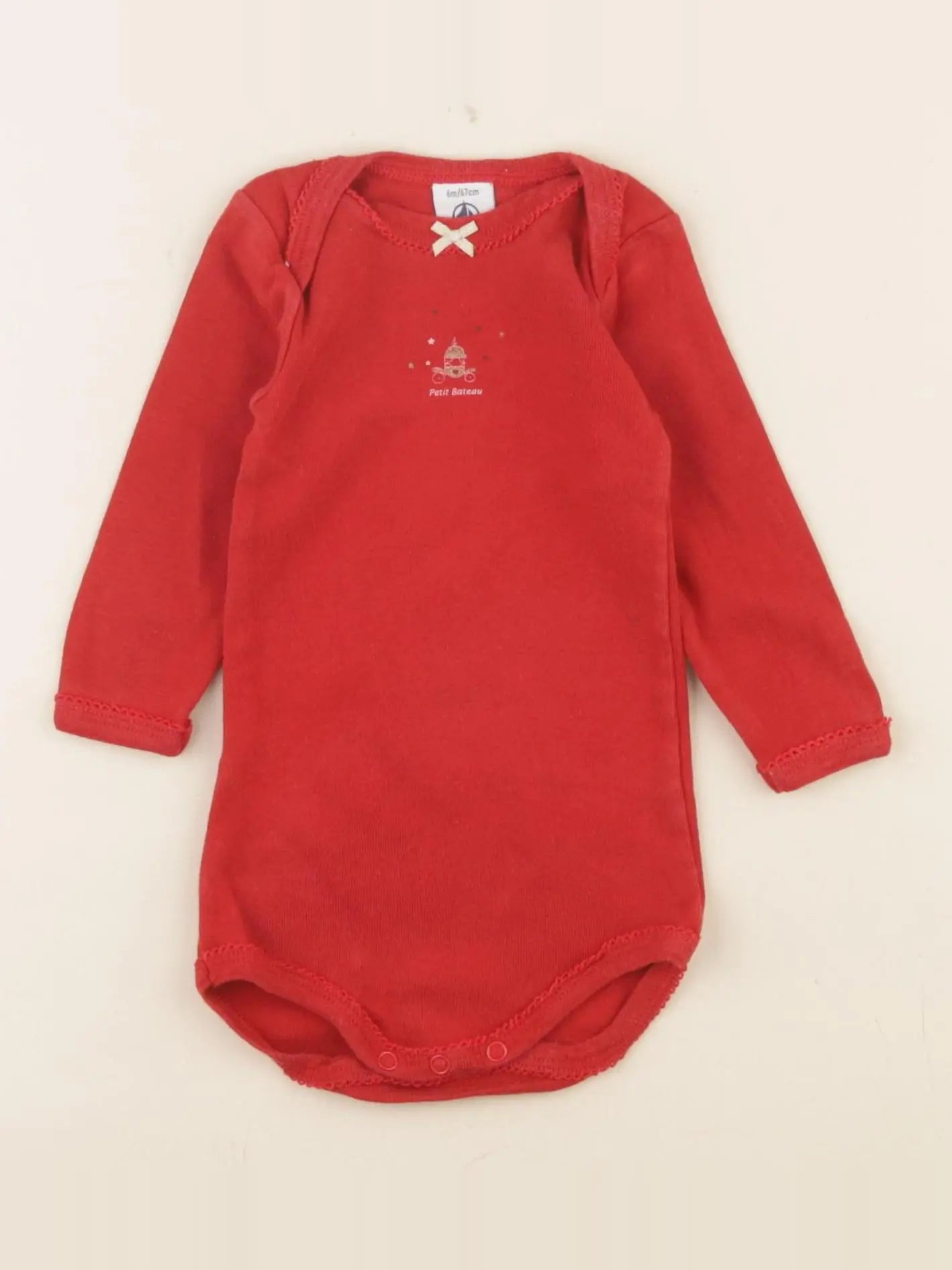 Petit Bateau - body rouge - 6 mois