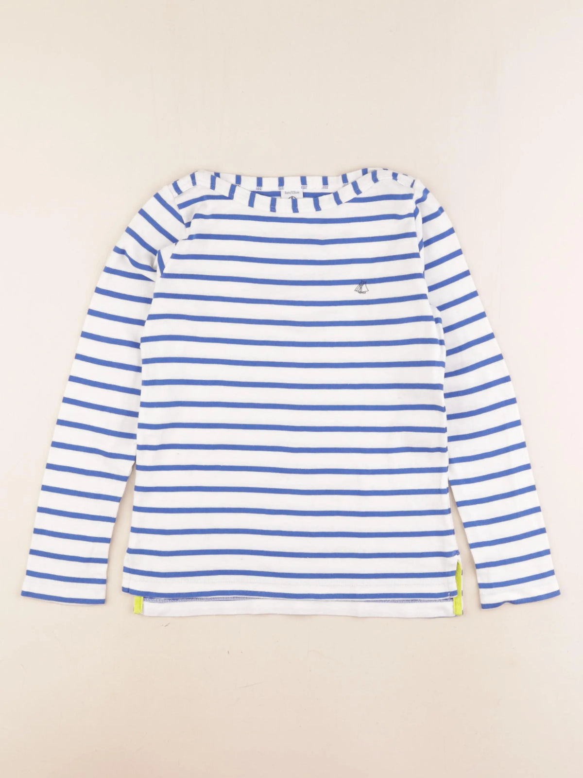 Petit Bateau - tee-shirt bleu, blanc - 8 ans