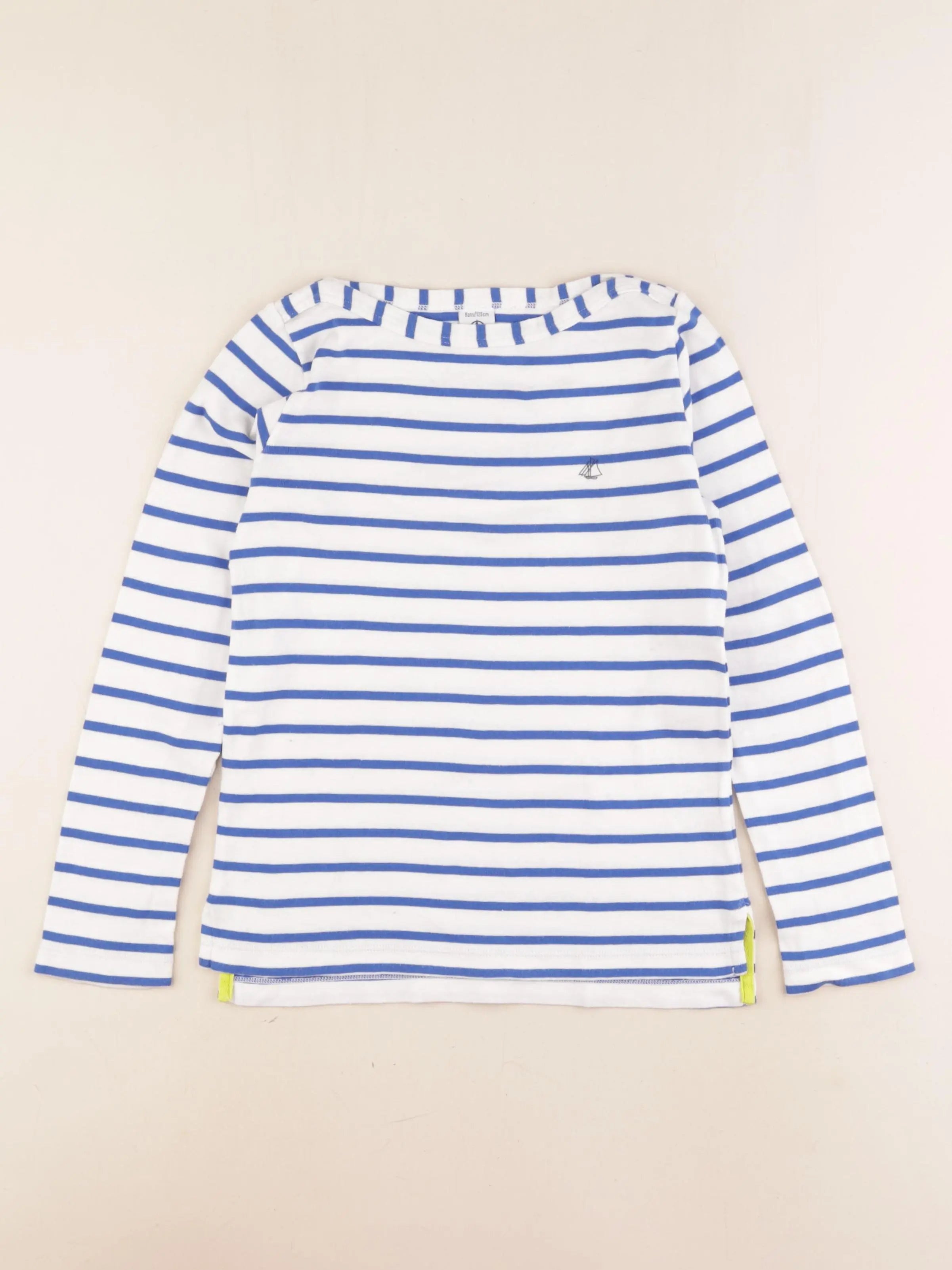Petit Bateau - tee-shirt bleu, blanc - 8 ans