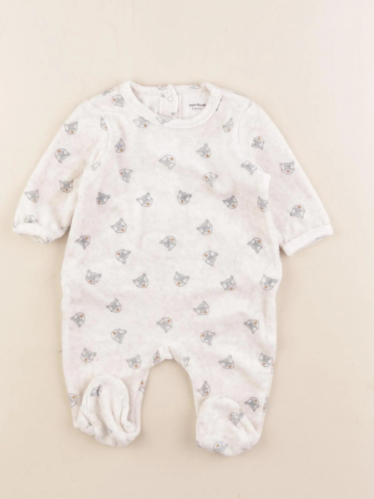 Vertbaudet - pyjama velours beige - 3 mois