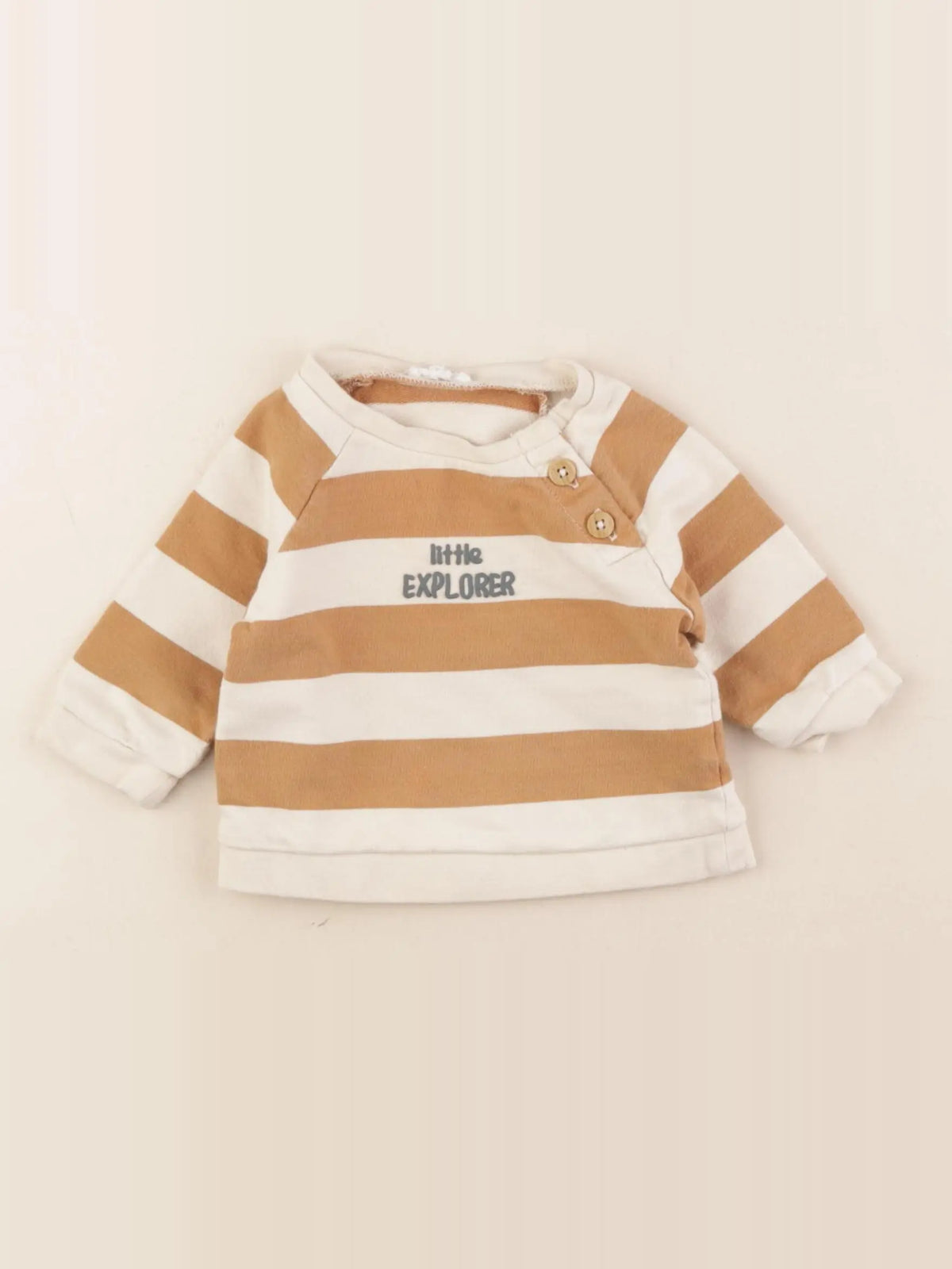Vertbaudet - sweat beige, marron - 6 mois